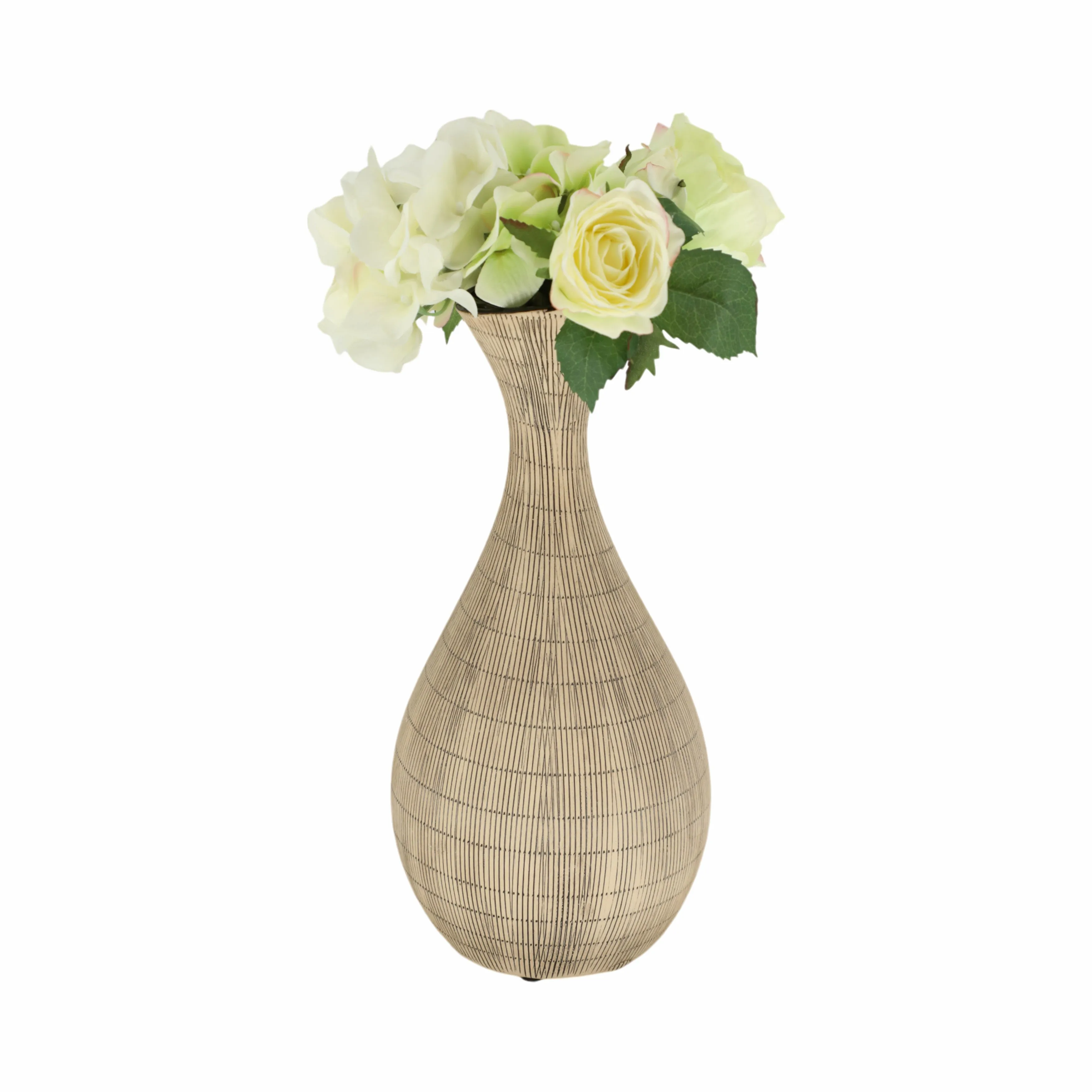 13" TEXTURED VASE, CREAM