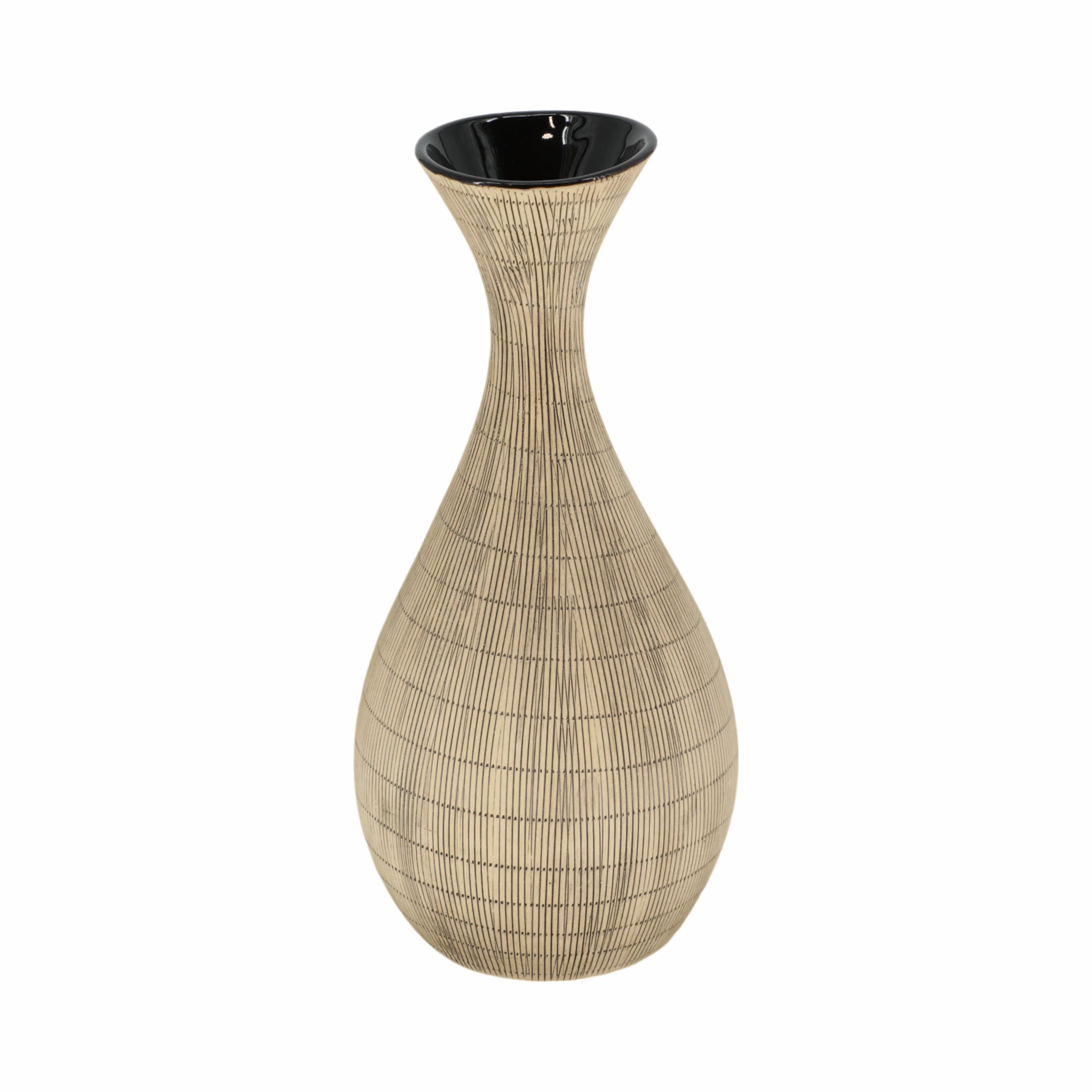 13" TEXTURED VASE, CREAM