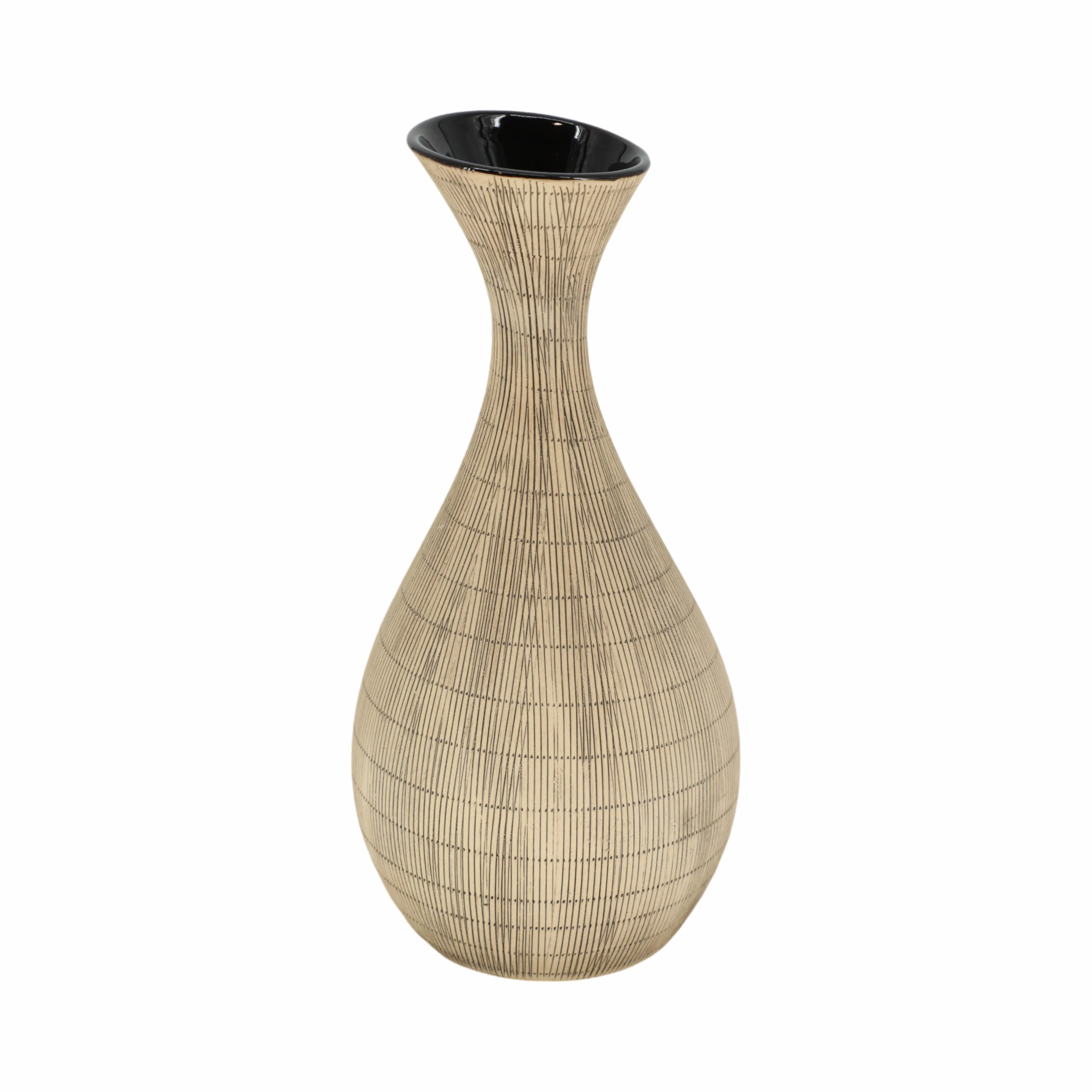 13" TEXTURED VASE, CREAM