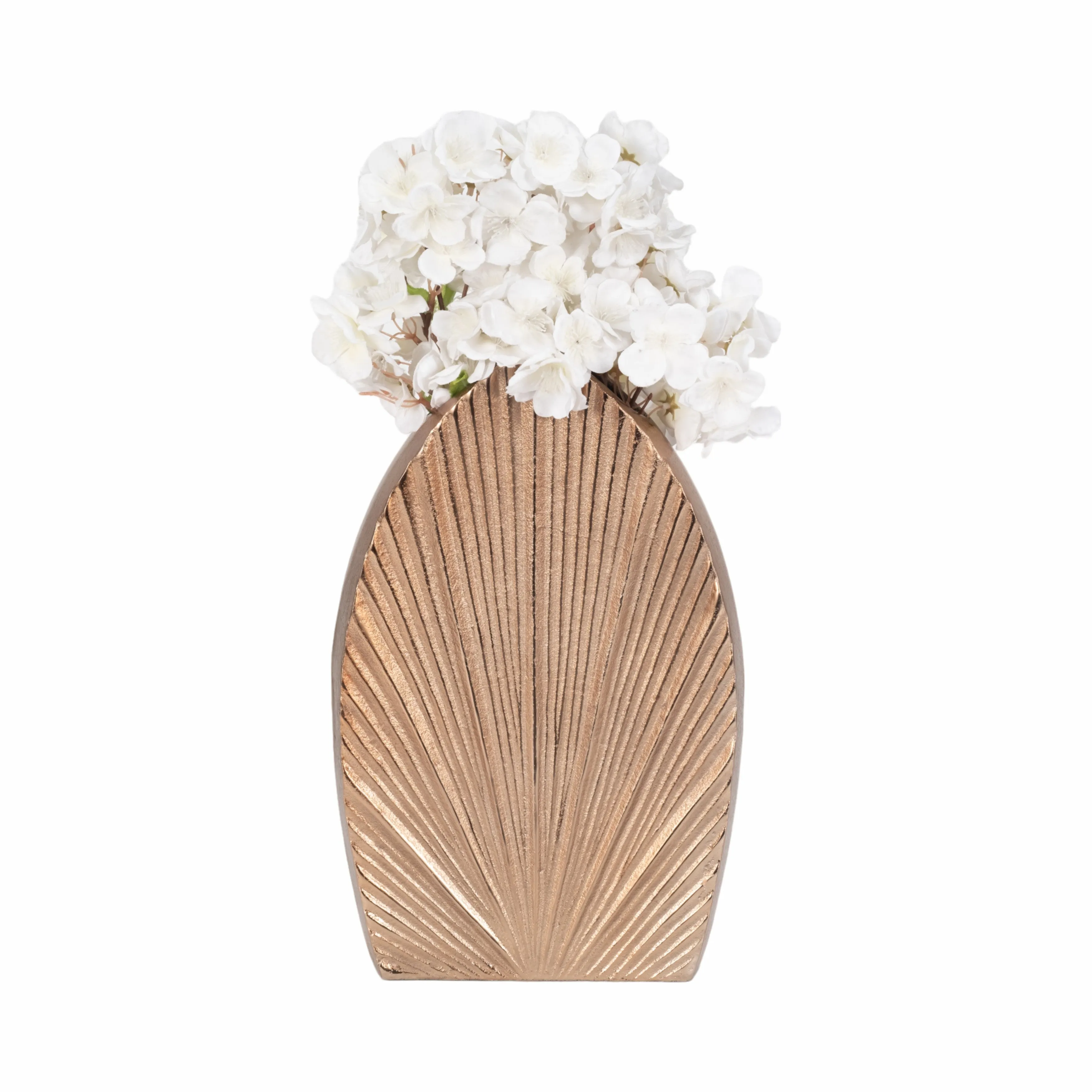 14" Kreber, Metal Mitre Vase, Champagne