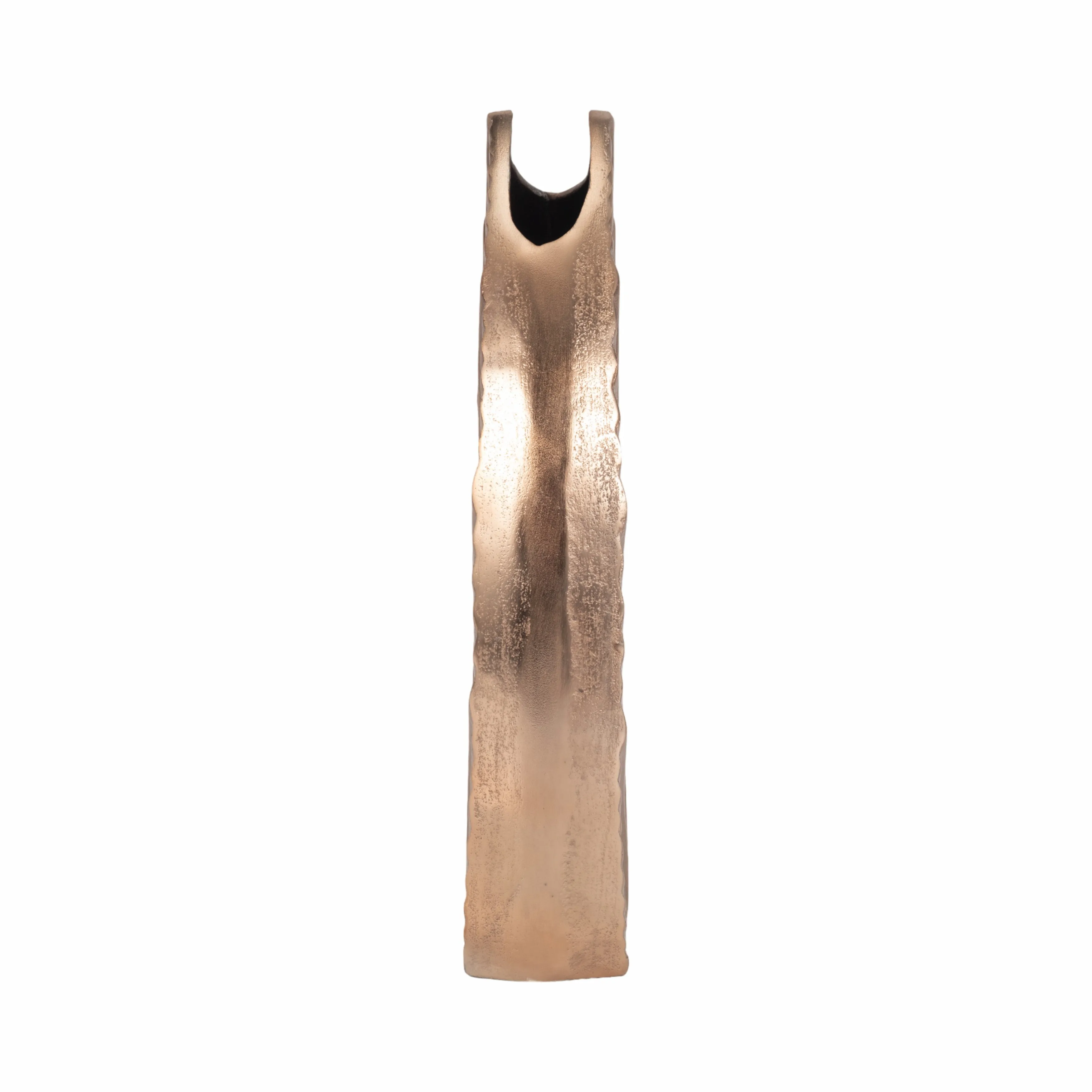 14" Kreber, Metal Mitre Vase, Champagne