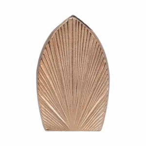 14" Kreber, Metal Mitre Vase, Champagne