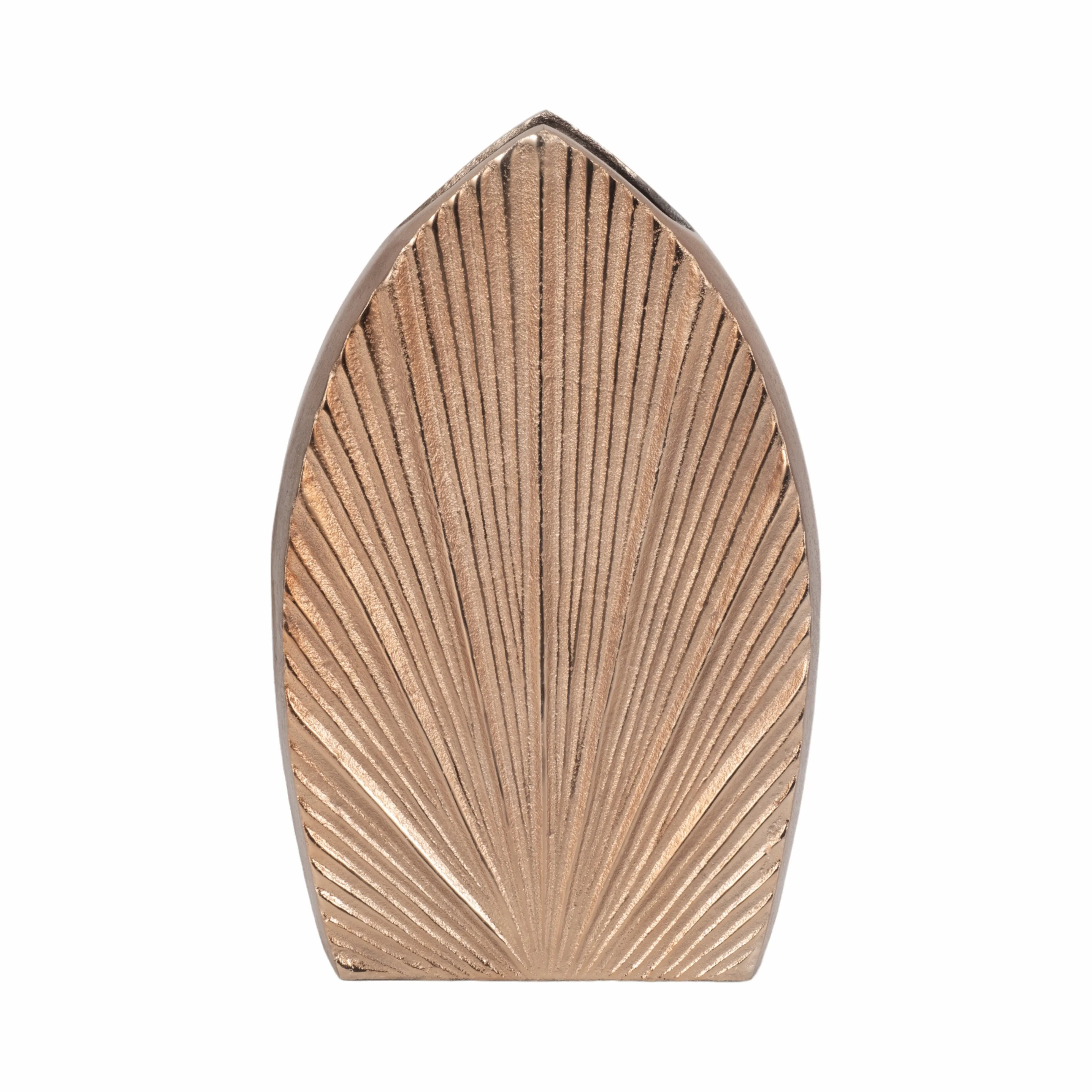 14" Kreber, Metal Mitre Vase, Champagne