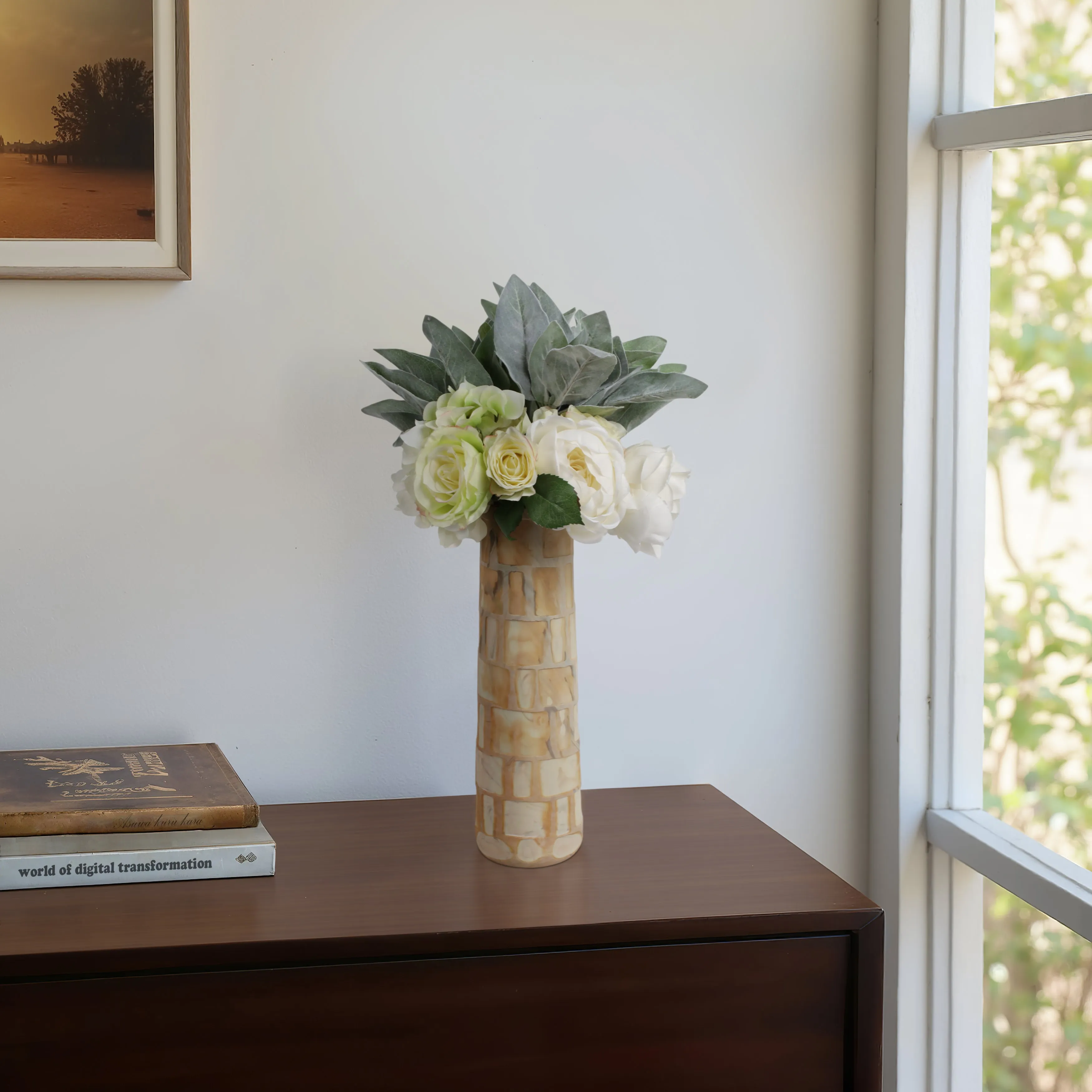 14" Savu Medium Brown Glass Vase