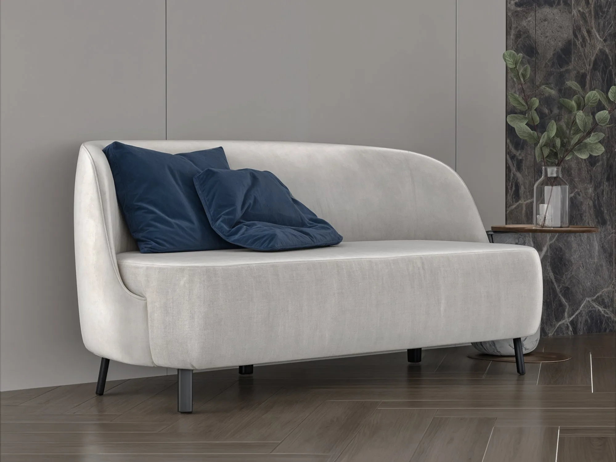 155x75x47cm light beige boucl sofa