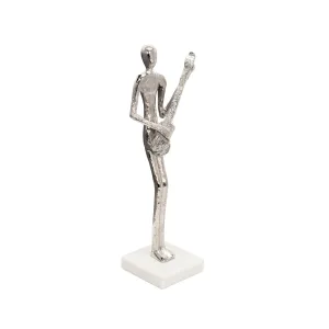 15" GUITAR MUSICIAN ON MARBLE BASE, SILVER