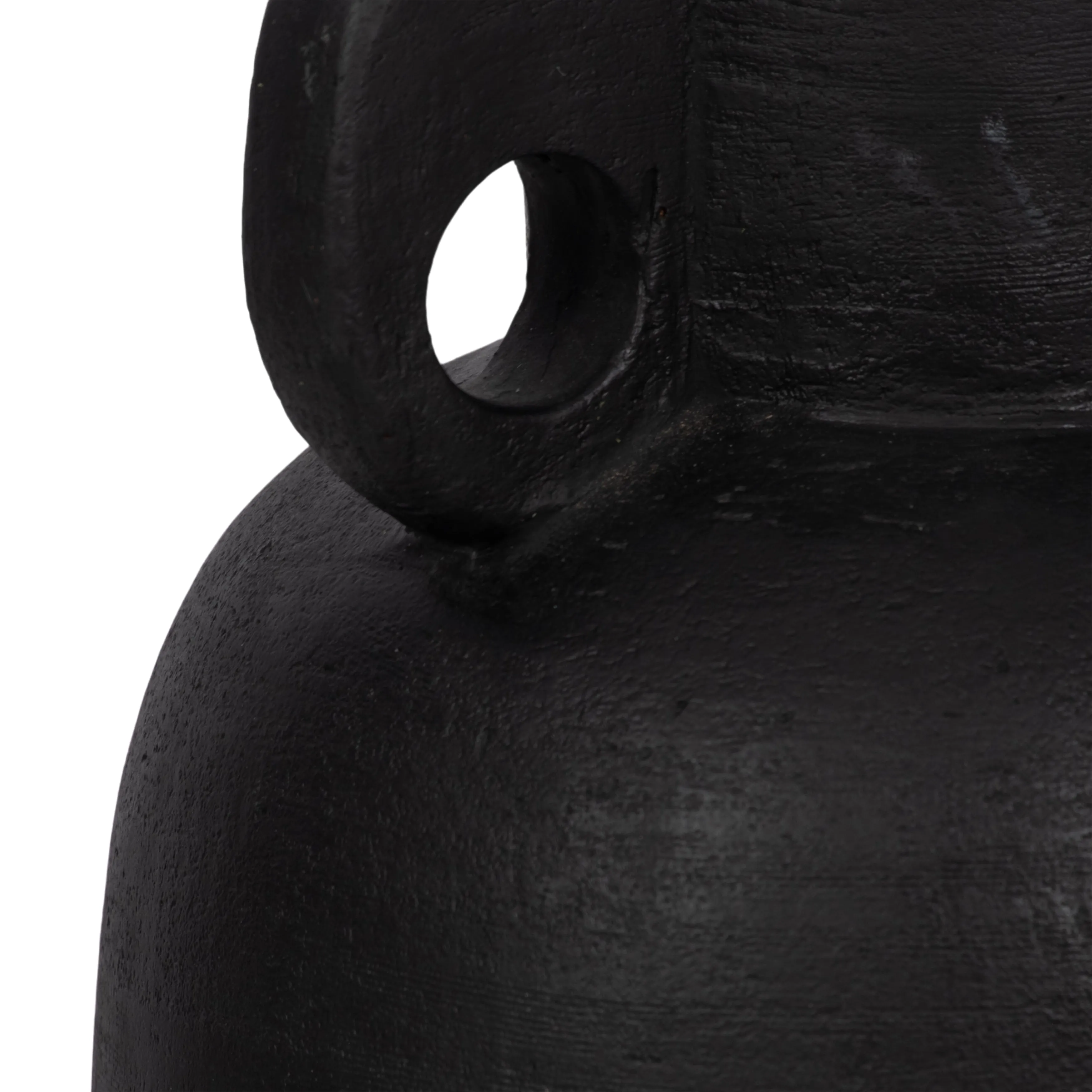 15" Modern Terracotta Jug Vase W/handle, Black