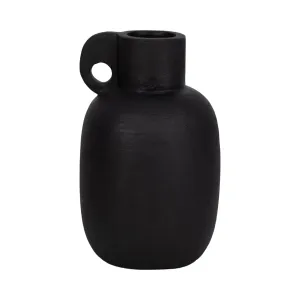 15" Modern Terracotta Jug Vase W/handle, Black