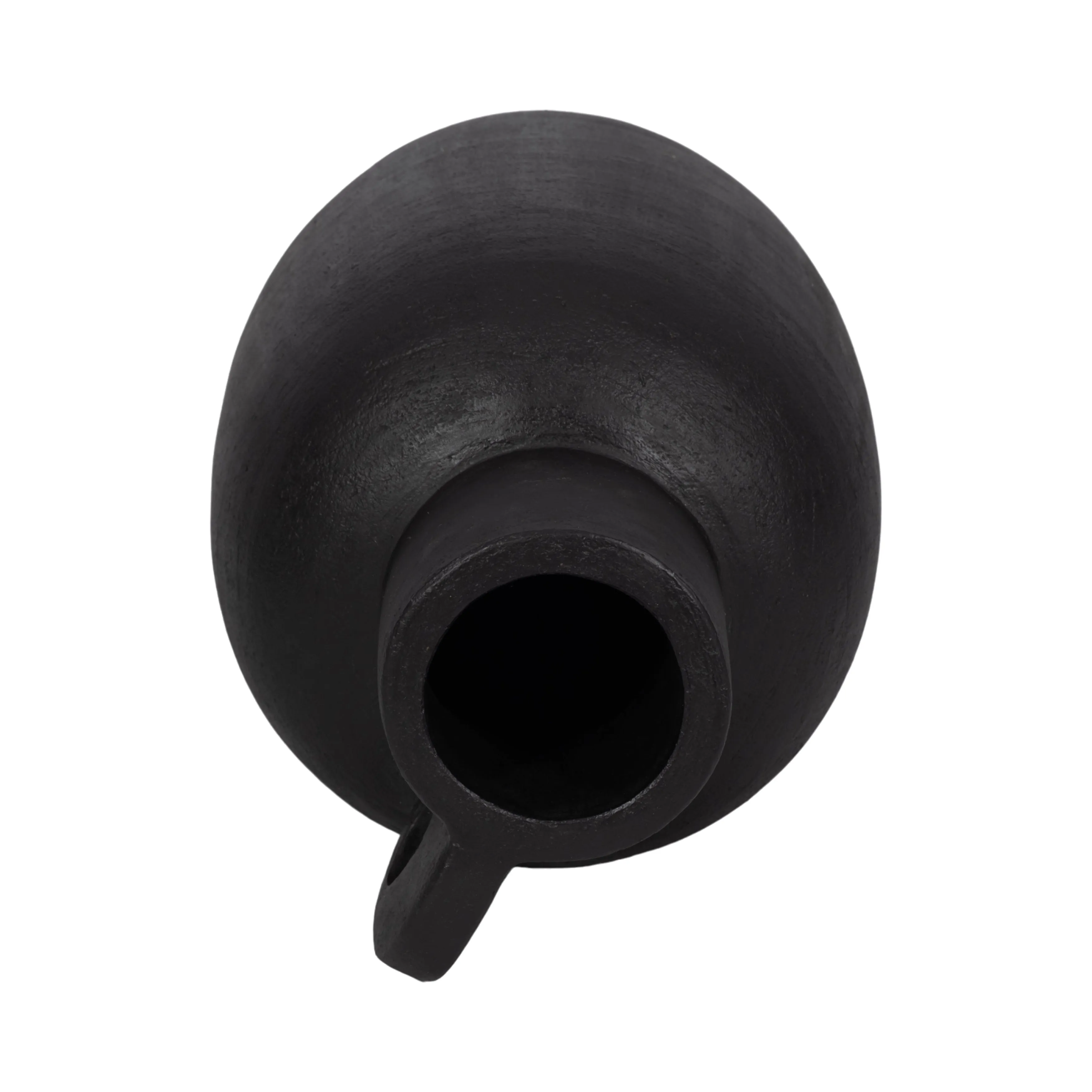 15" Modern Terracotta Jug Vase W/handle, Black