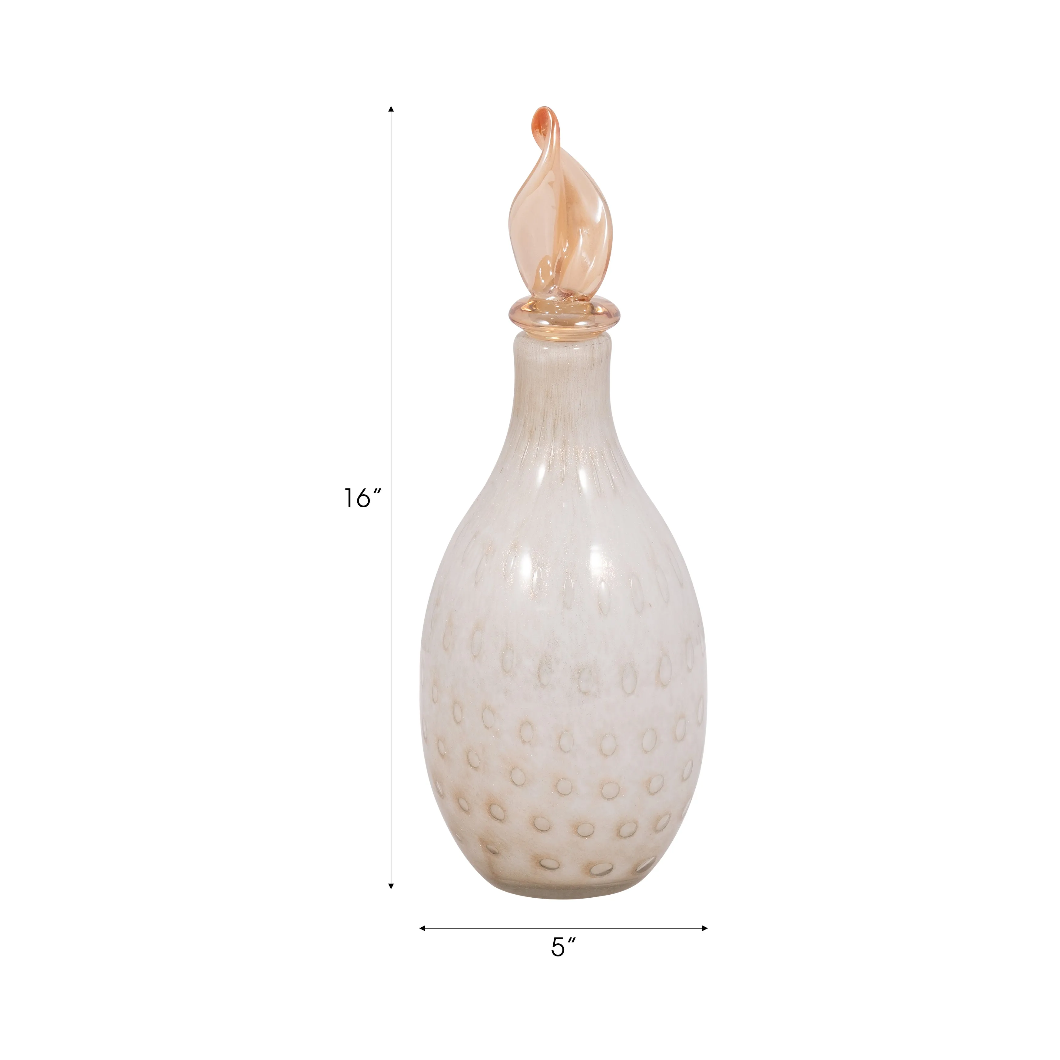 16" MEIRA LEAF TOPPER GLASS BOTTLE