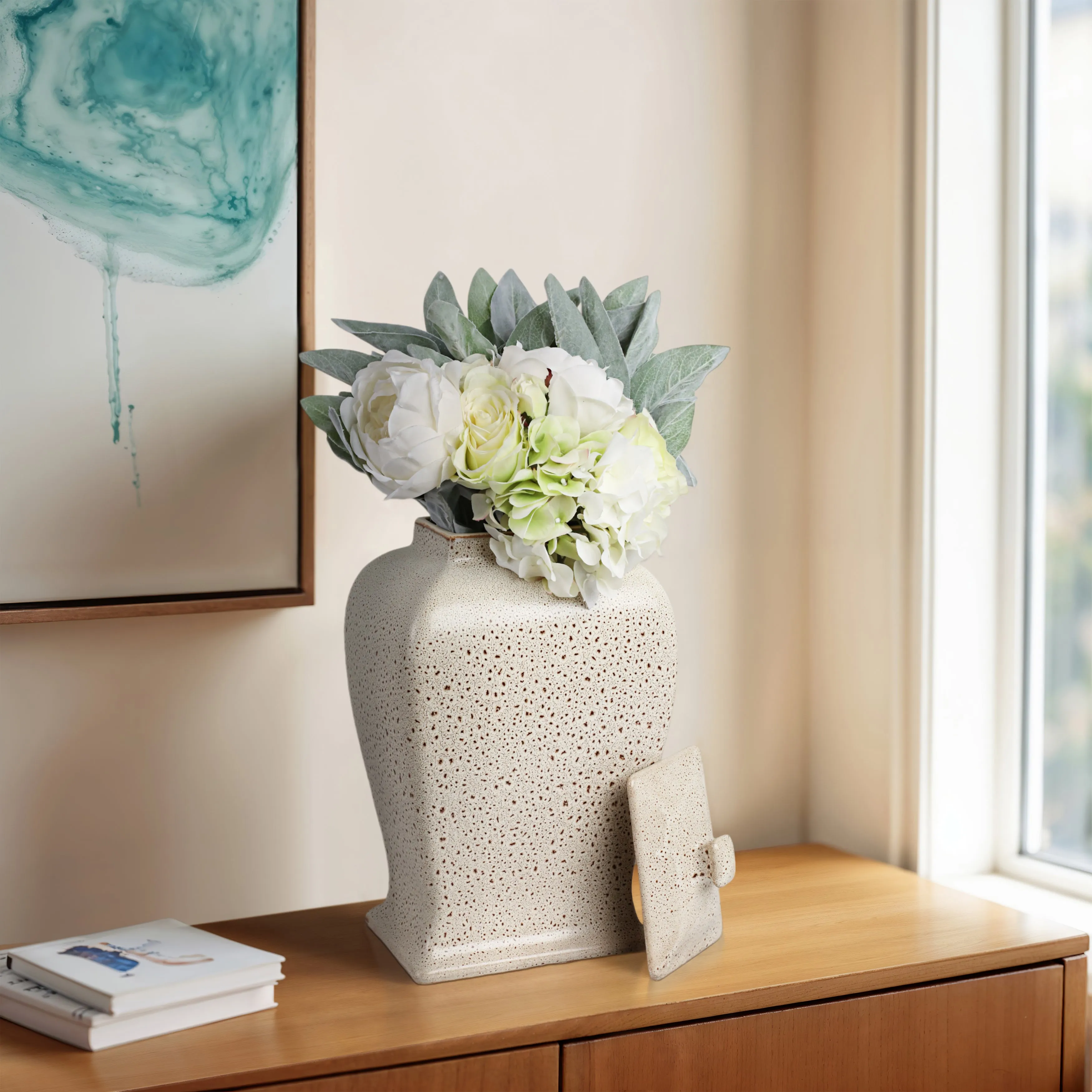 16" Townsend Small Lidded Jar, Beige