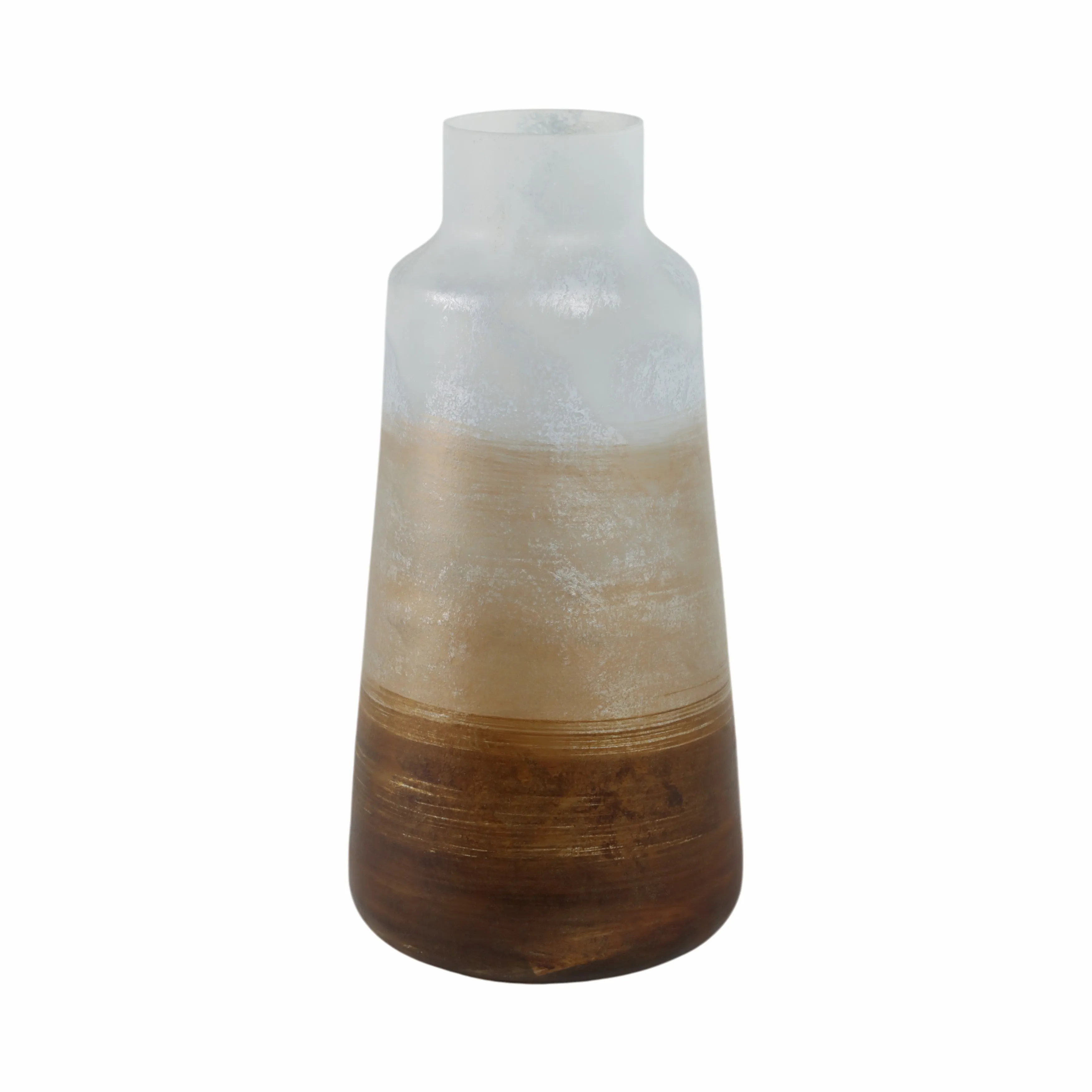 17" Gold Ombre Glass Vase, White/gold