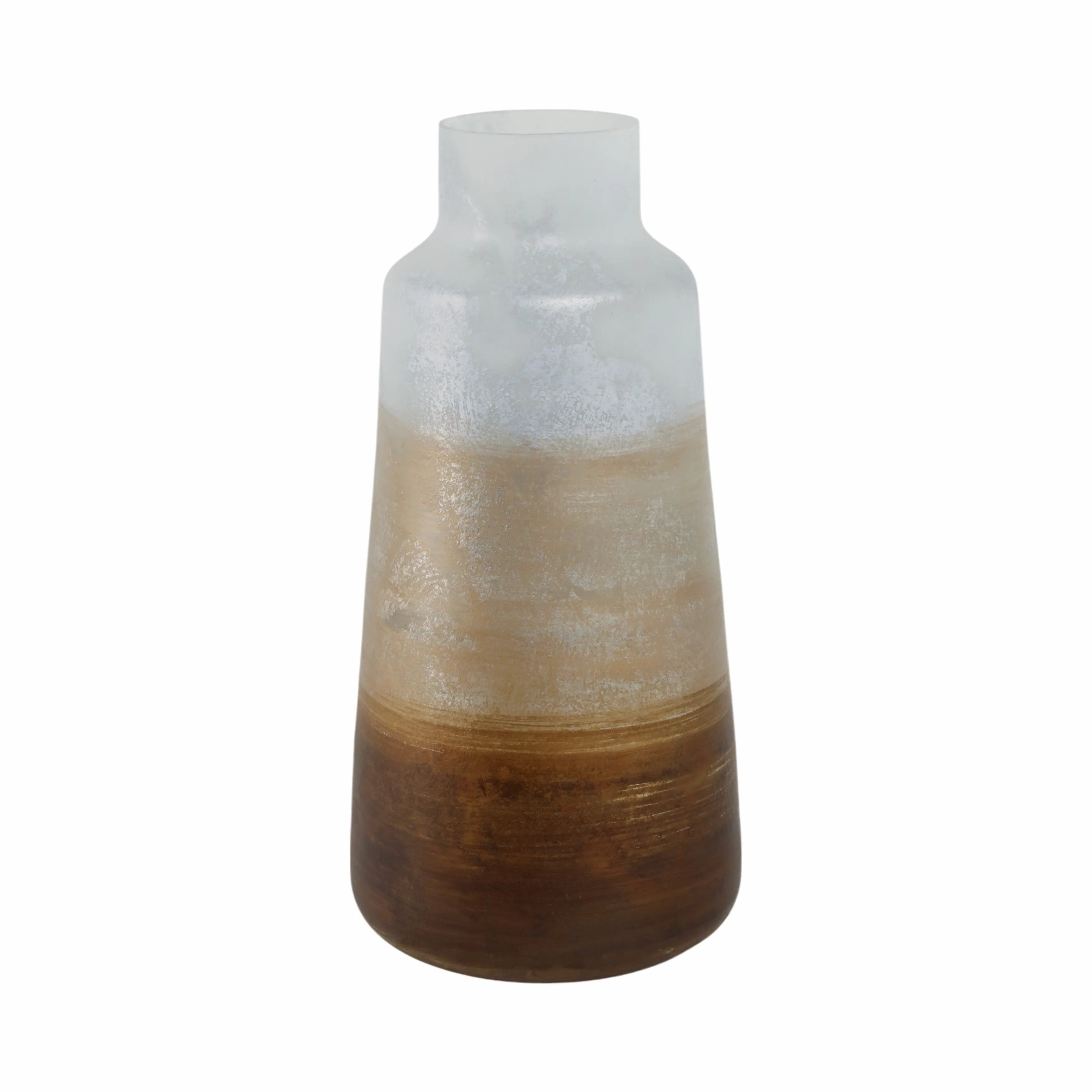 17" Gold Ombre Glass Vase, White/gold