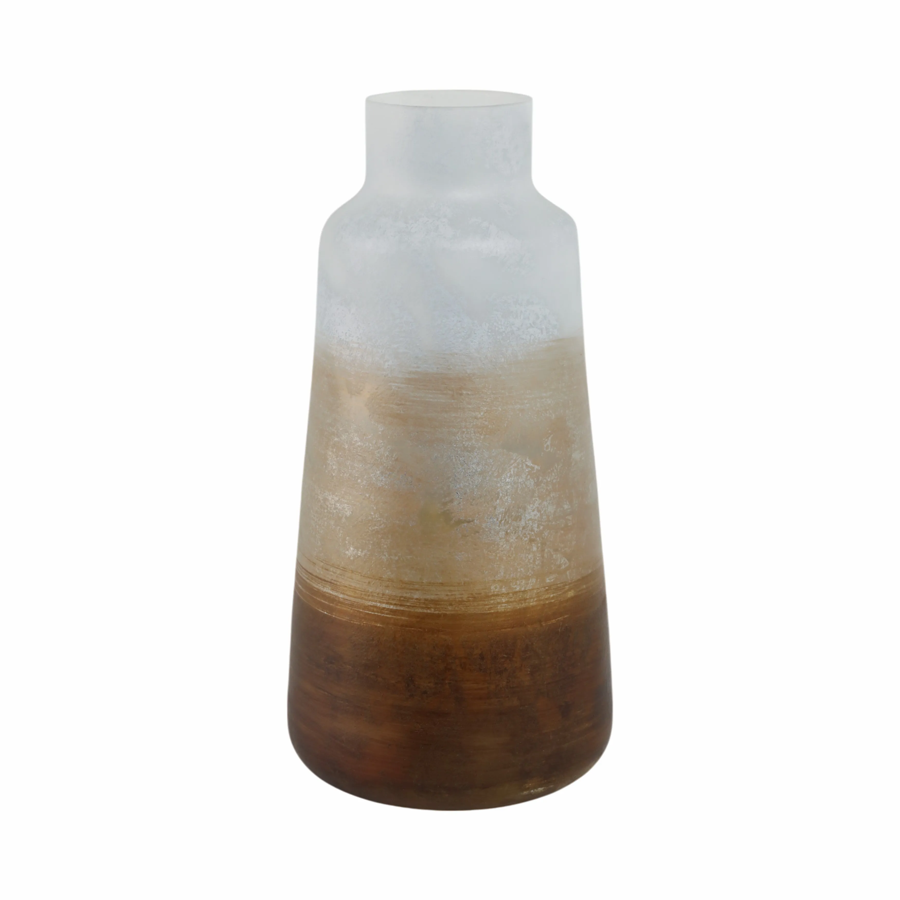 17" Gold Ombre Glass Vase, White/gold