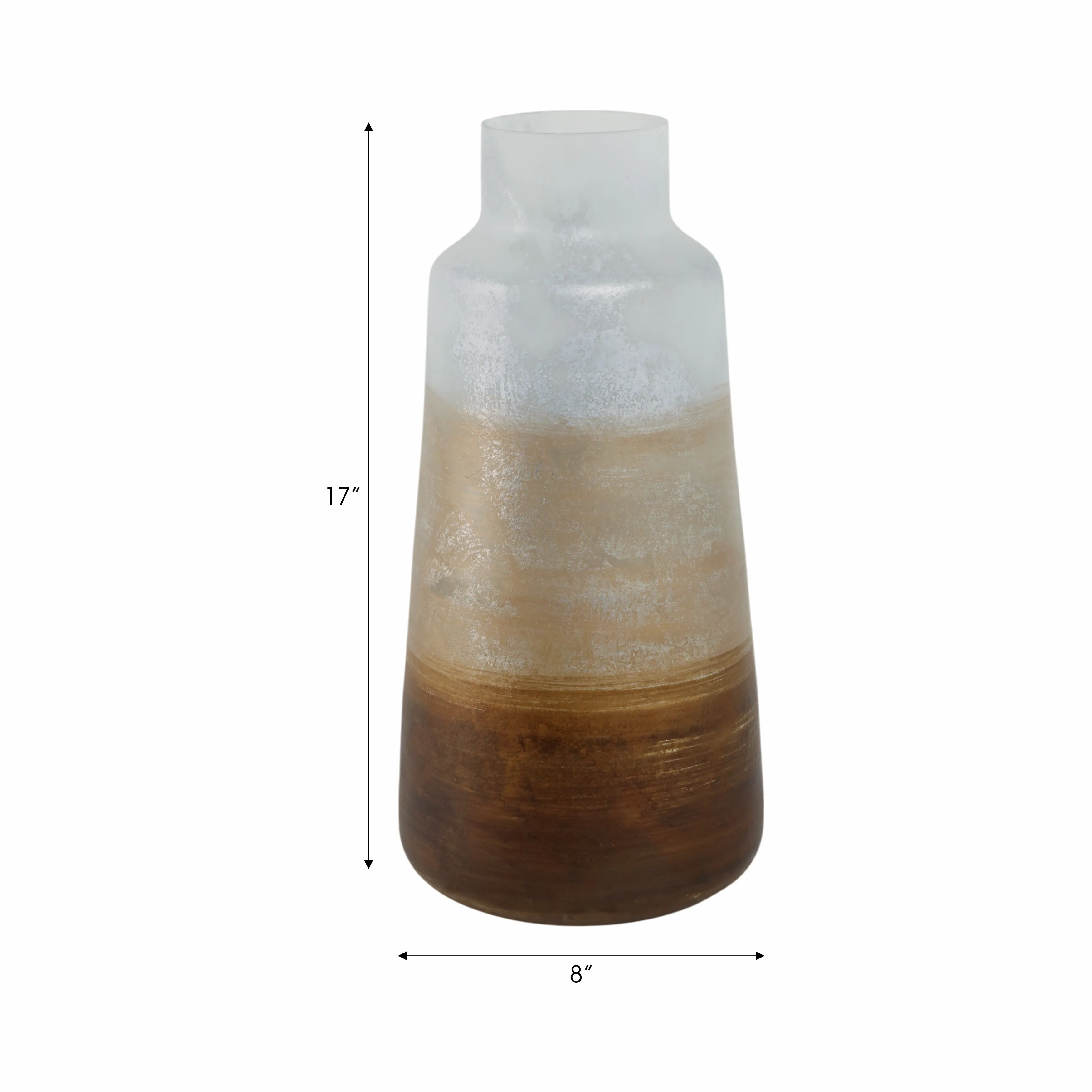 17" Gold Ombre Glass Vase, White/gold