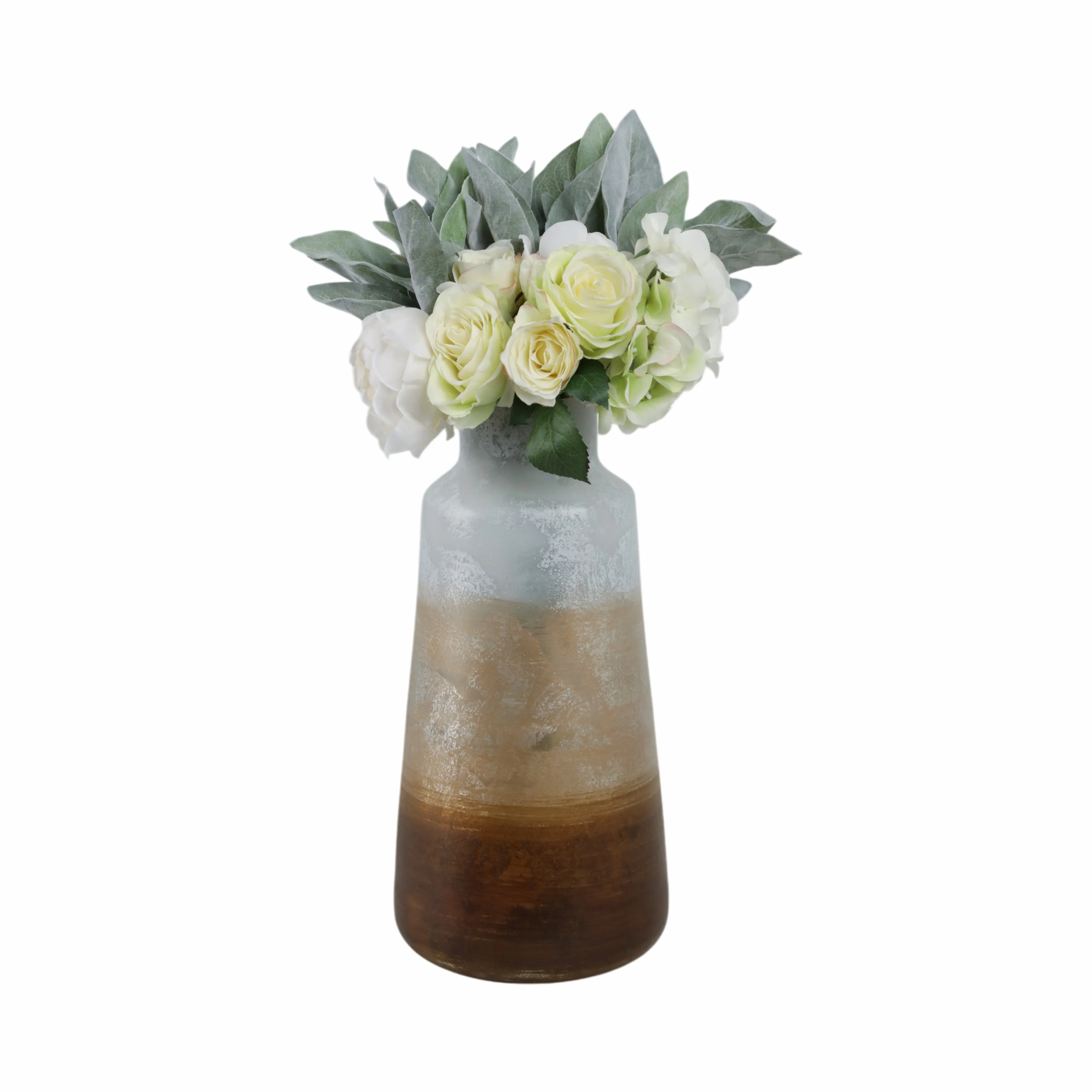 17" Gold Ombre Glass Vase, White/gold