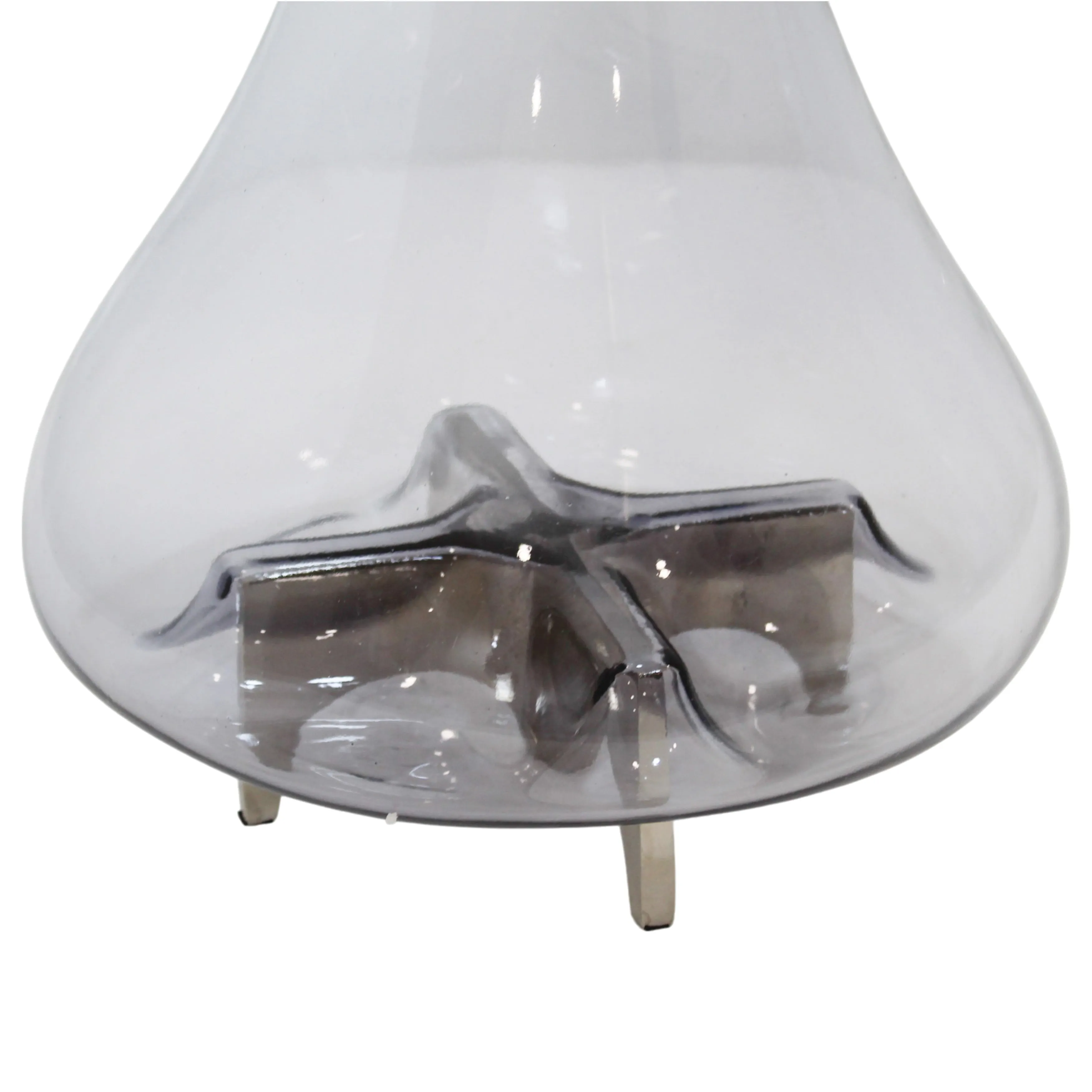 17" Raylor Large Glass Vase With Metal Base