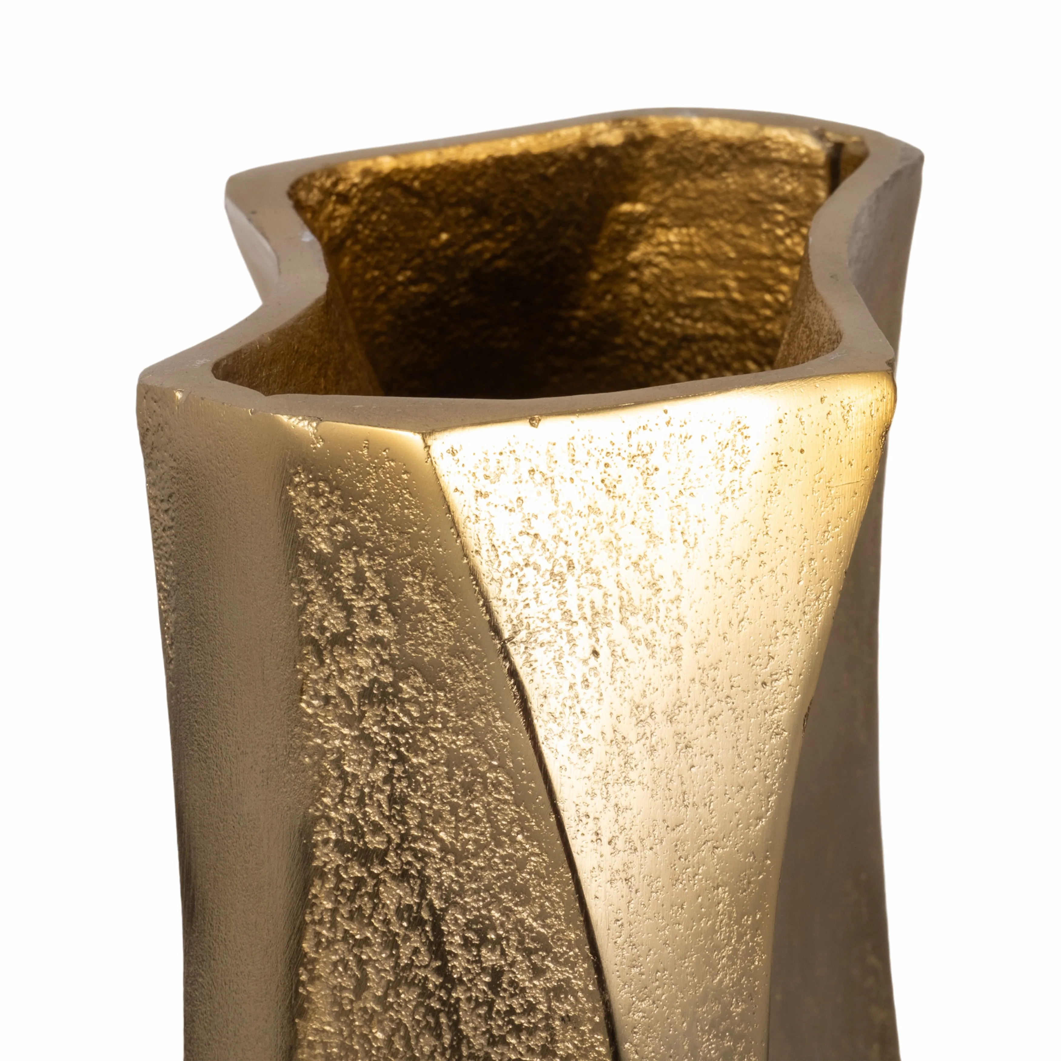 17" Warner Pinched Metal Vase, Gold