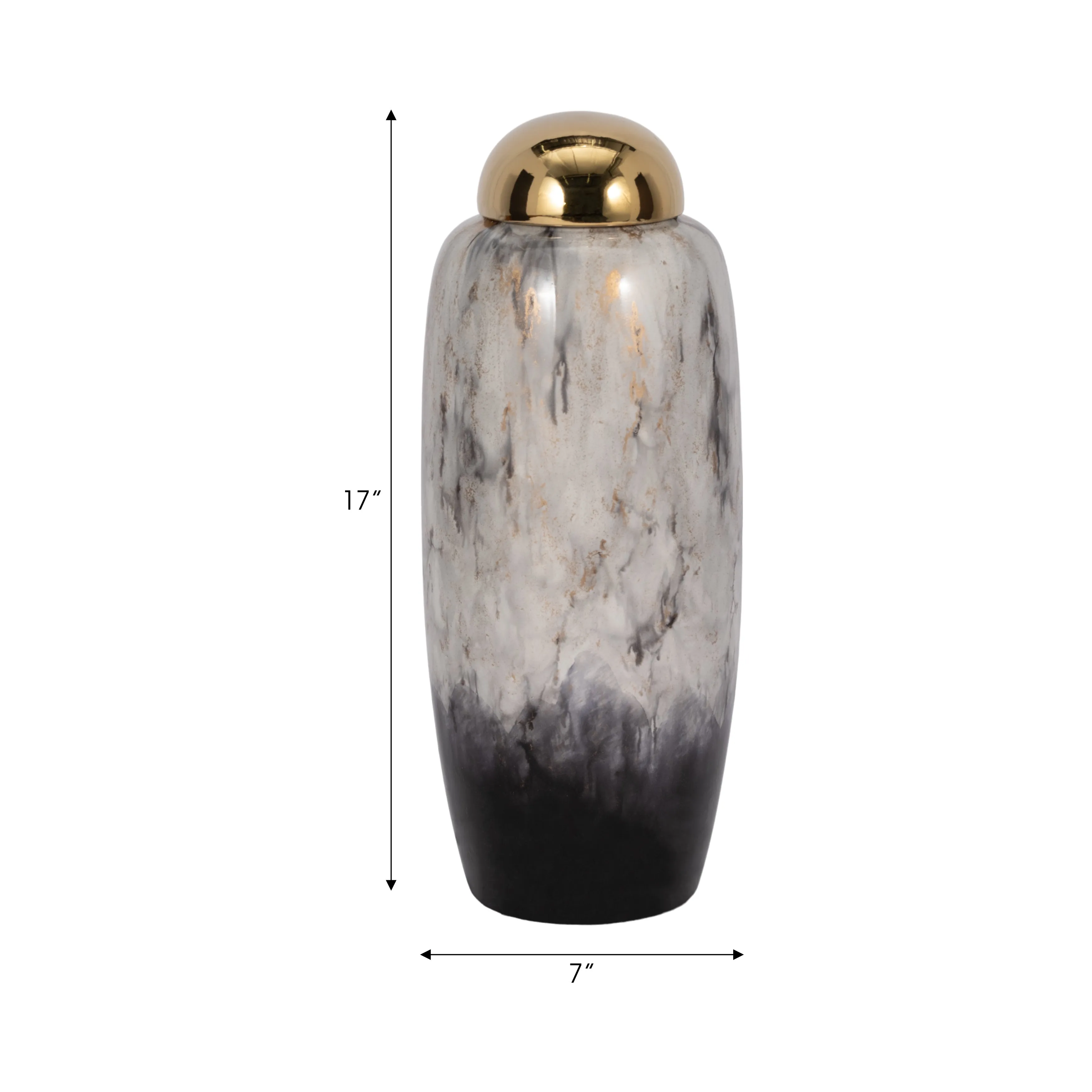 17"H URN W/ GOLD LID, MULTI