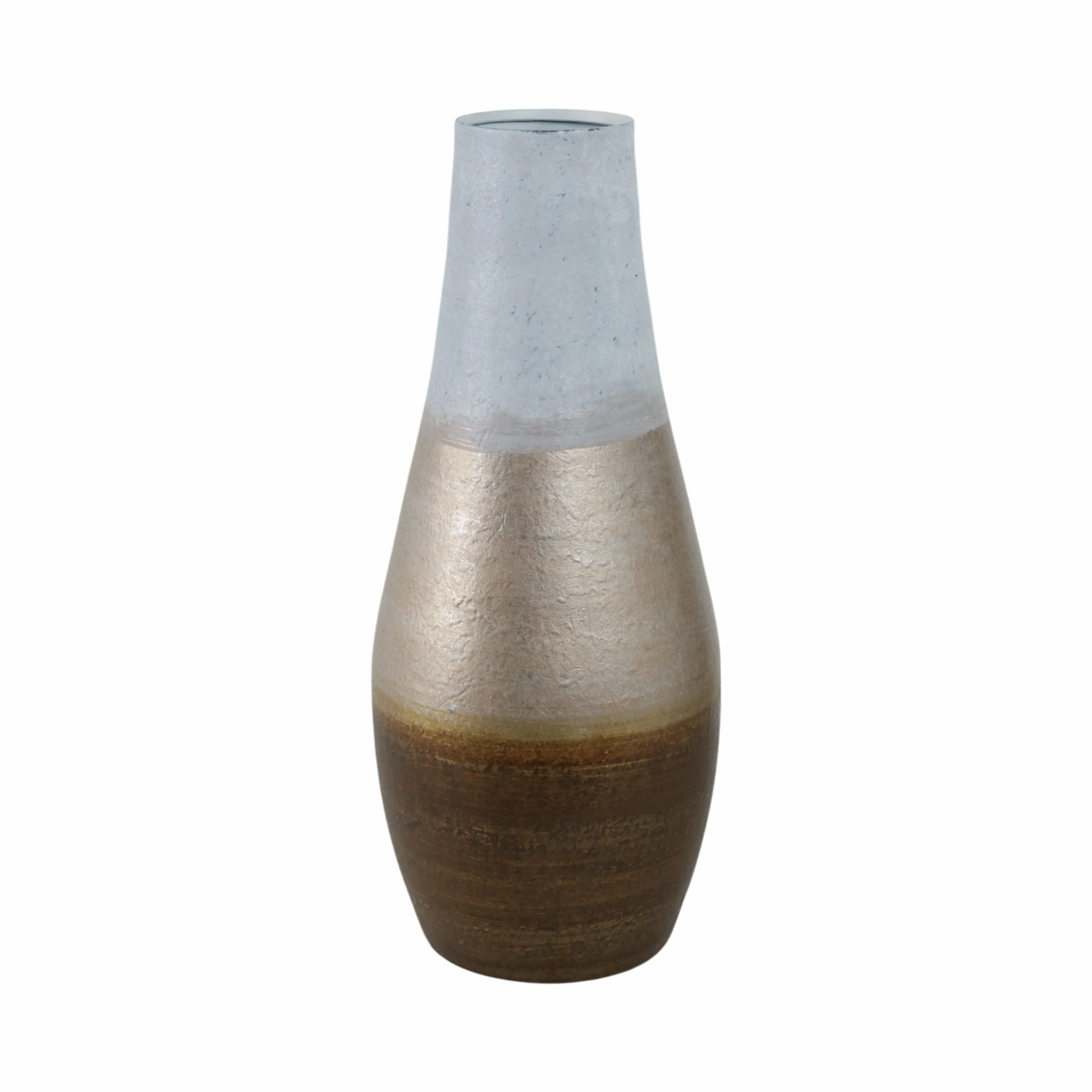 18" Gold Ombre Metal Hourglass Vase, White/gold