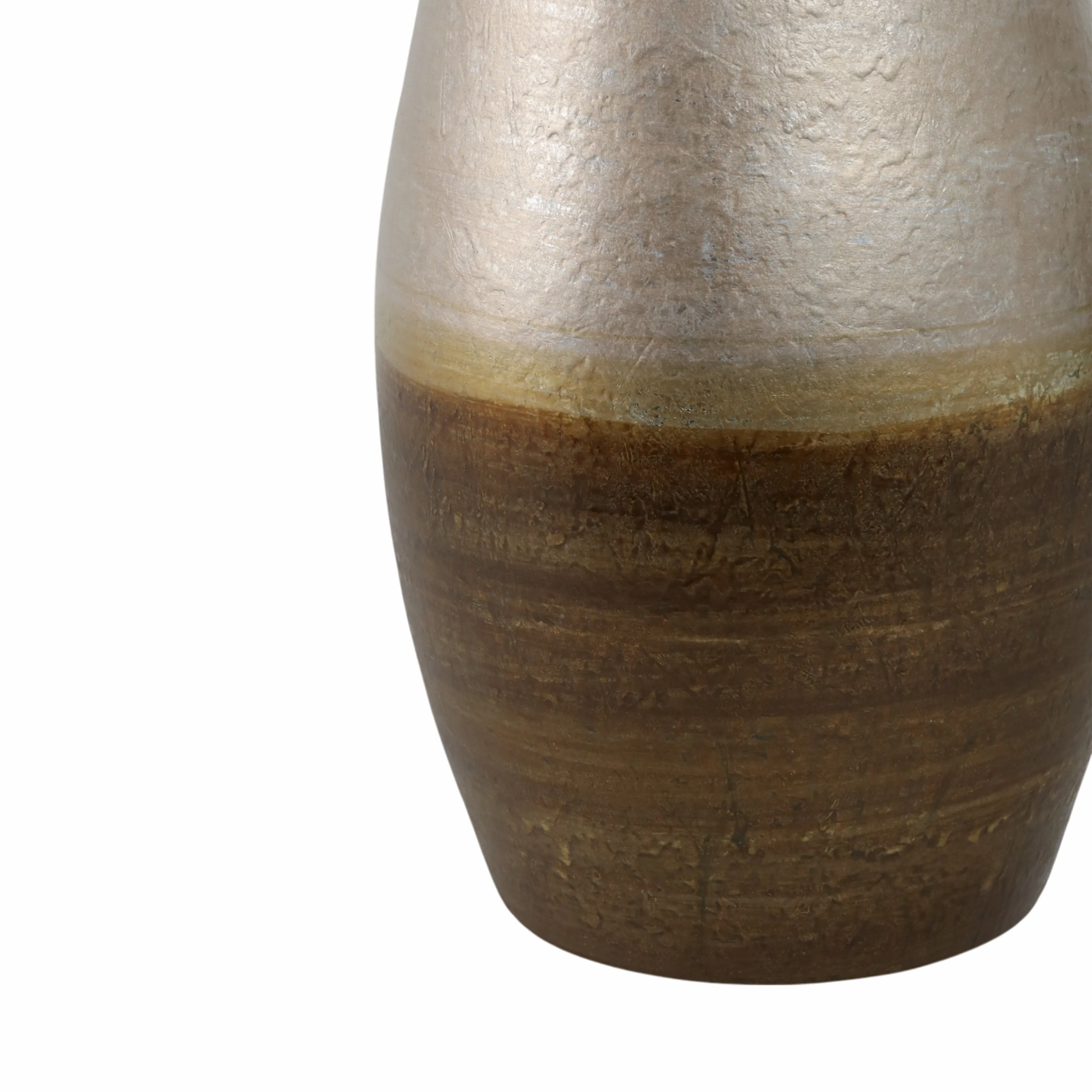 18" Gold Ombre Metal Hourglass Vase, White/gold