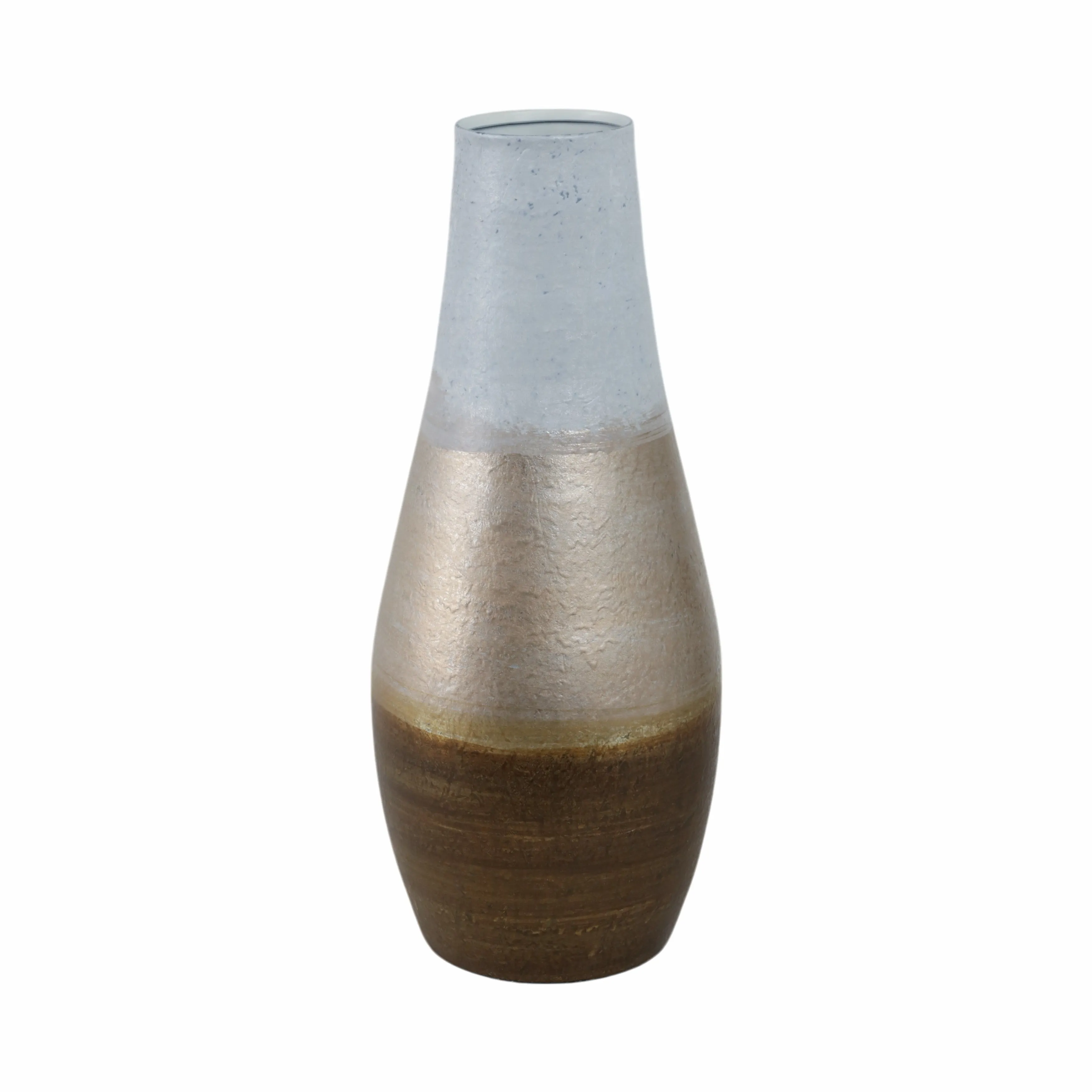 18" Gold Ombre Metal Hourglass Vase, White/gold