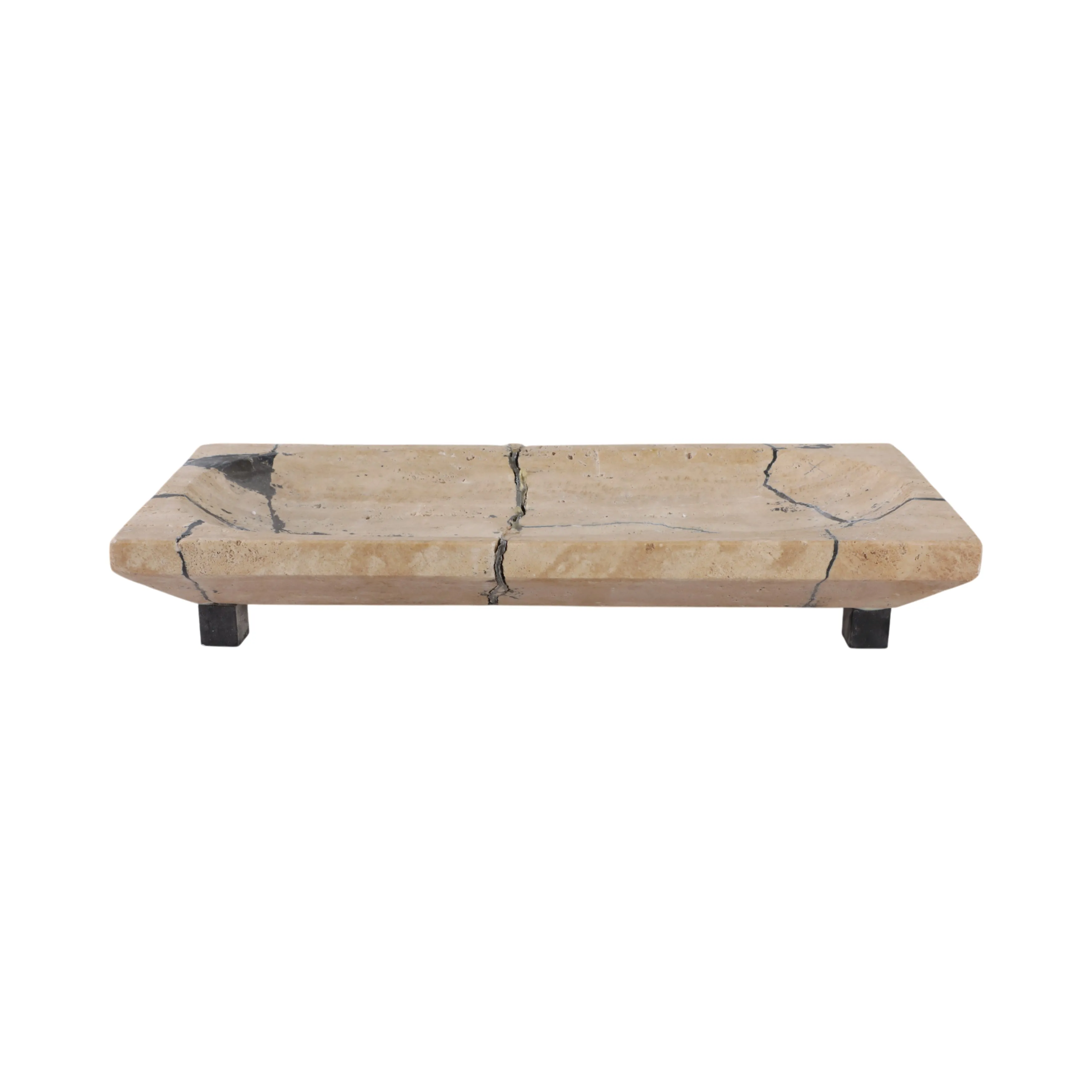 18" Gorda Crackle Travertine Tray