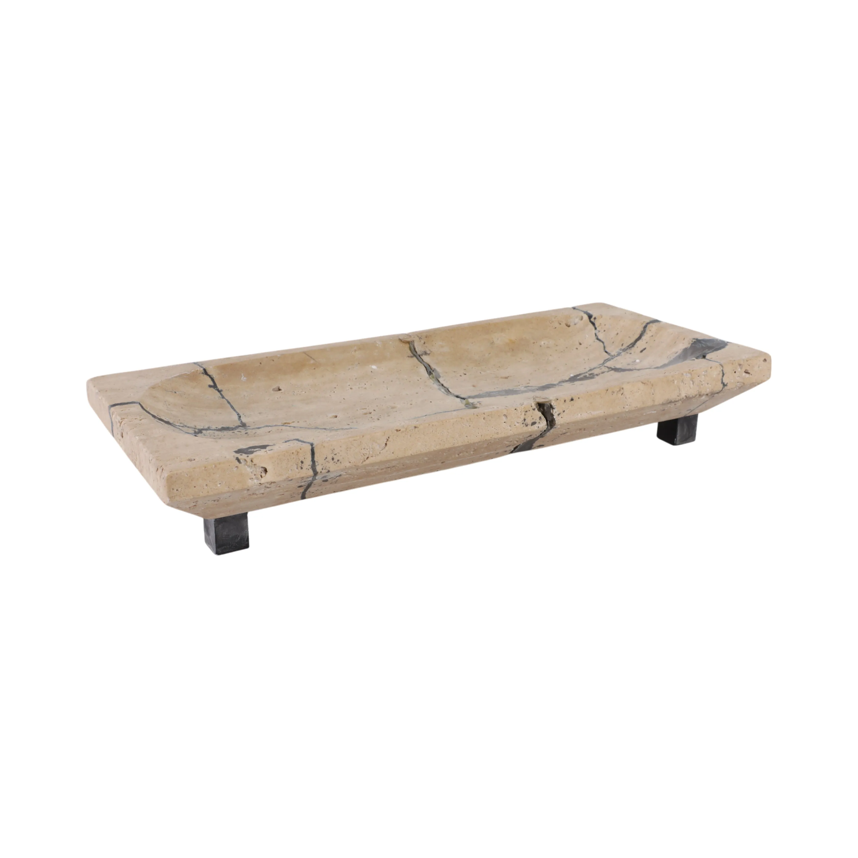 18" Gorda Crackle Travertine Tray