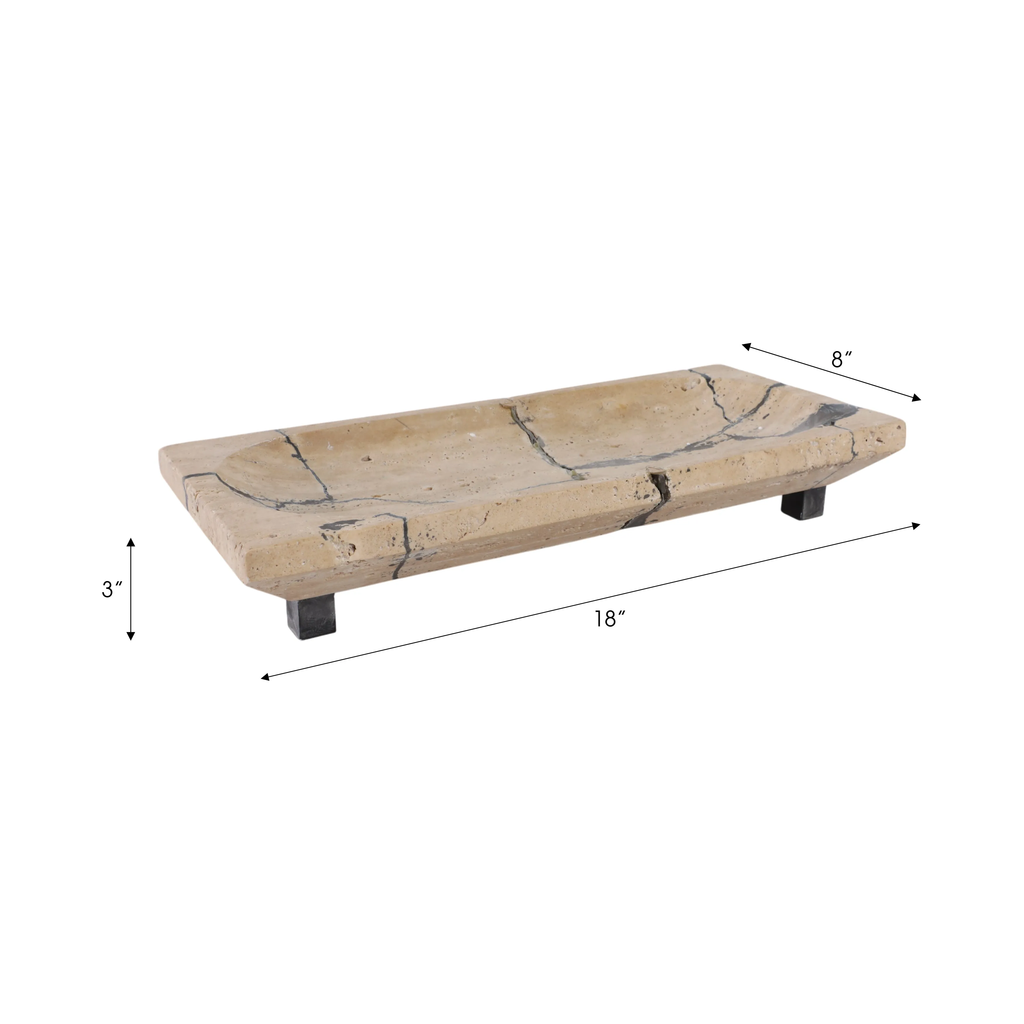 18" Gorda Crackle Travertine Tray