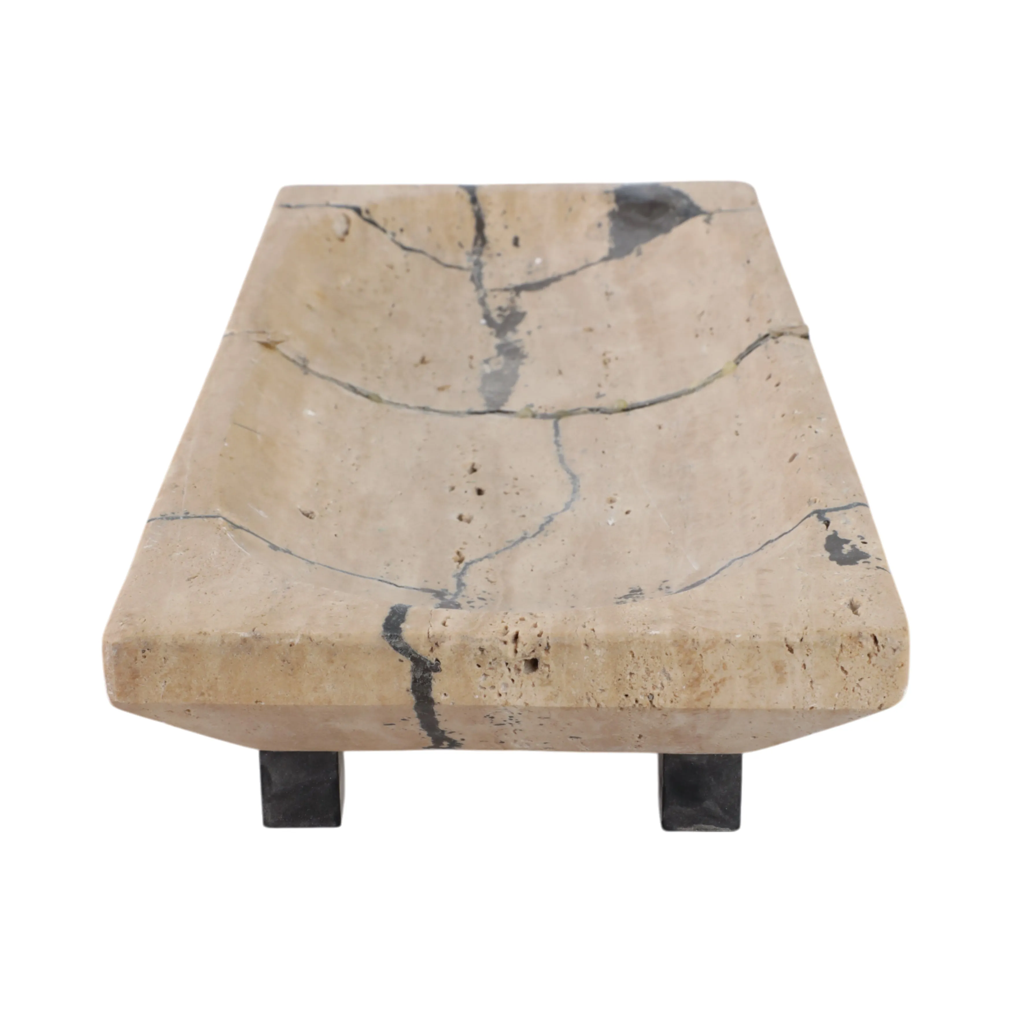 18" Gorda Crackle Travertine Tray