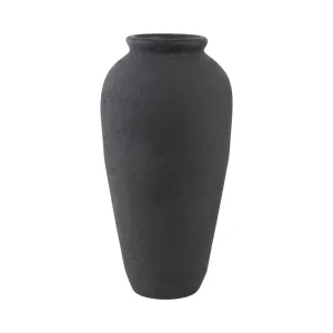 18x9" Terracotta Floor Vase, Black