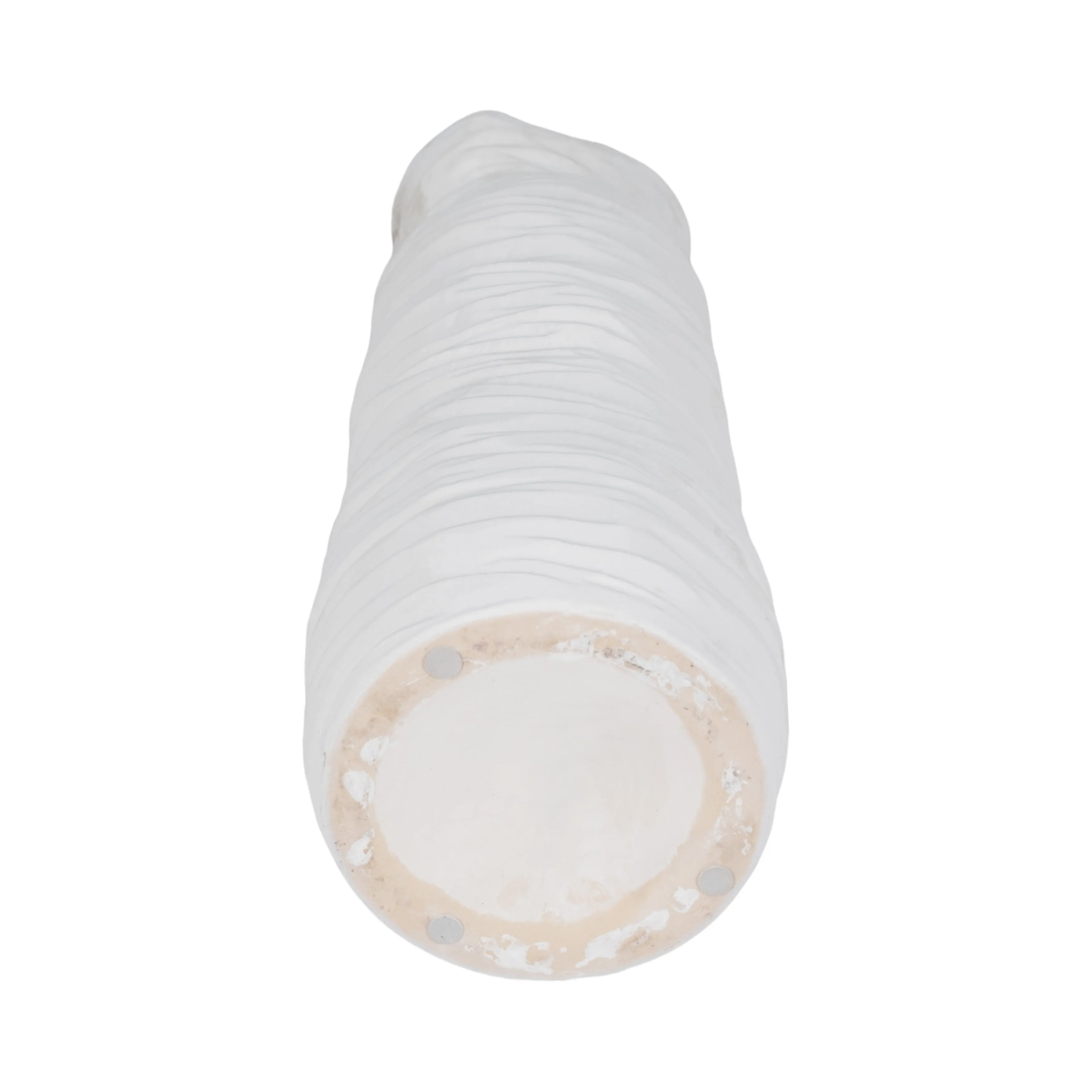 19" Horizontal Ribbed Matte Vase, Ivory