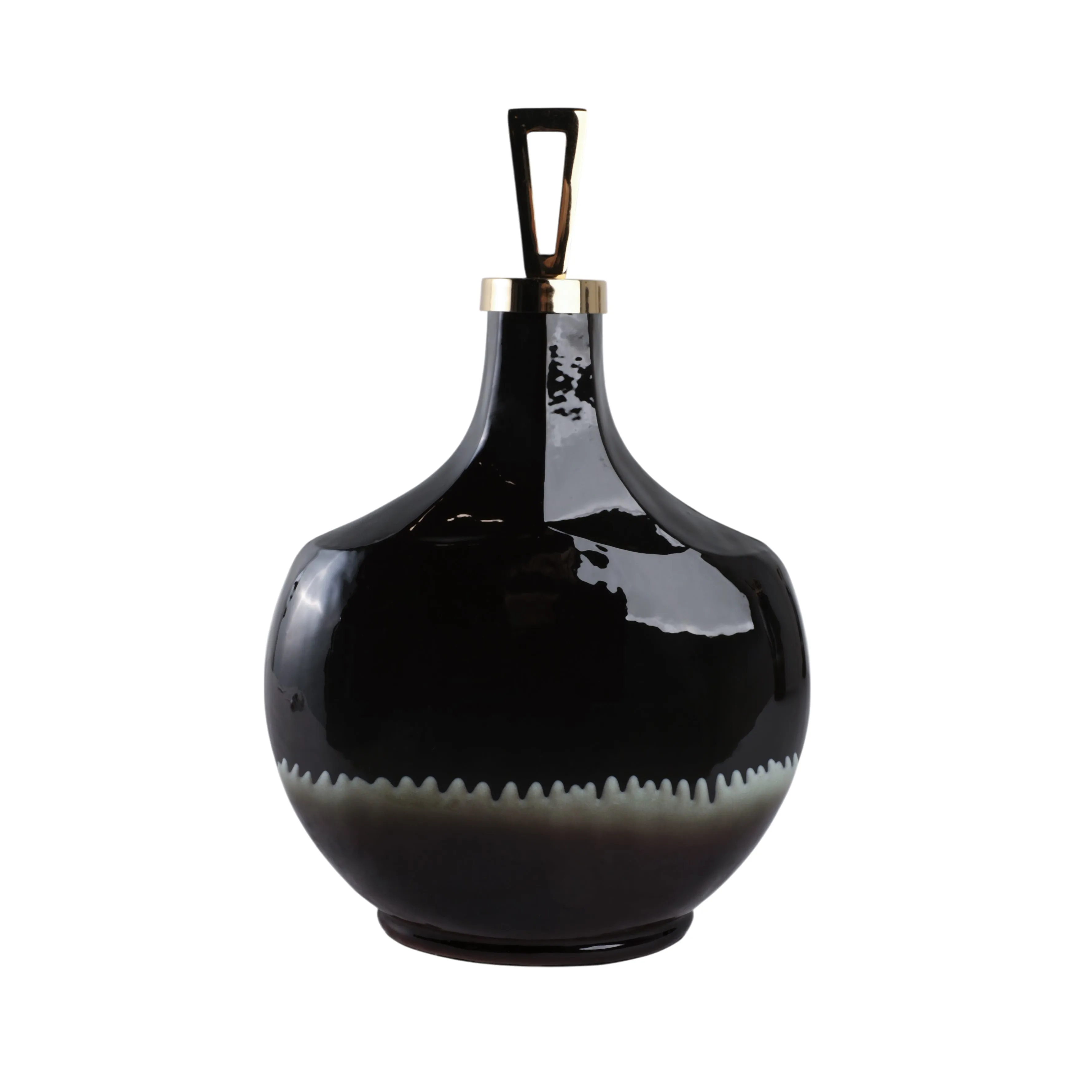 20" Oliver Large Tiger's Eye Stone And Metal Bottl