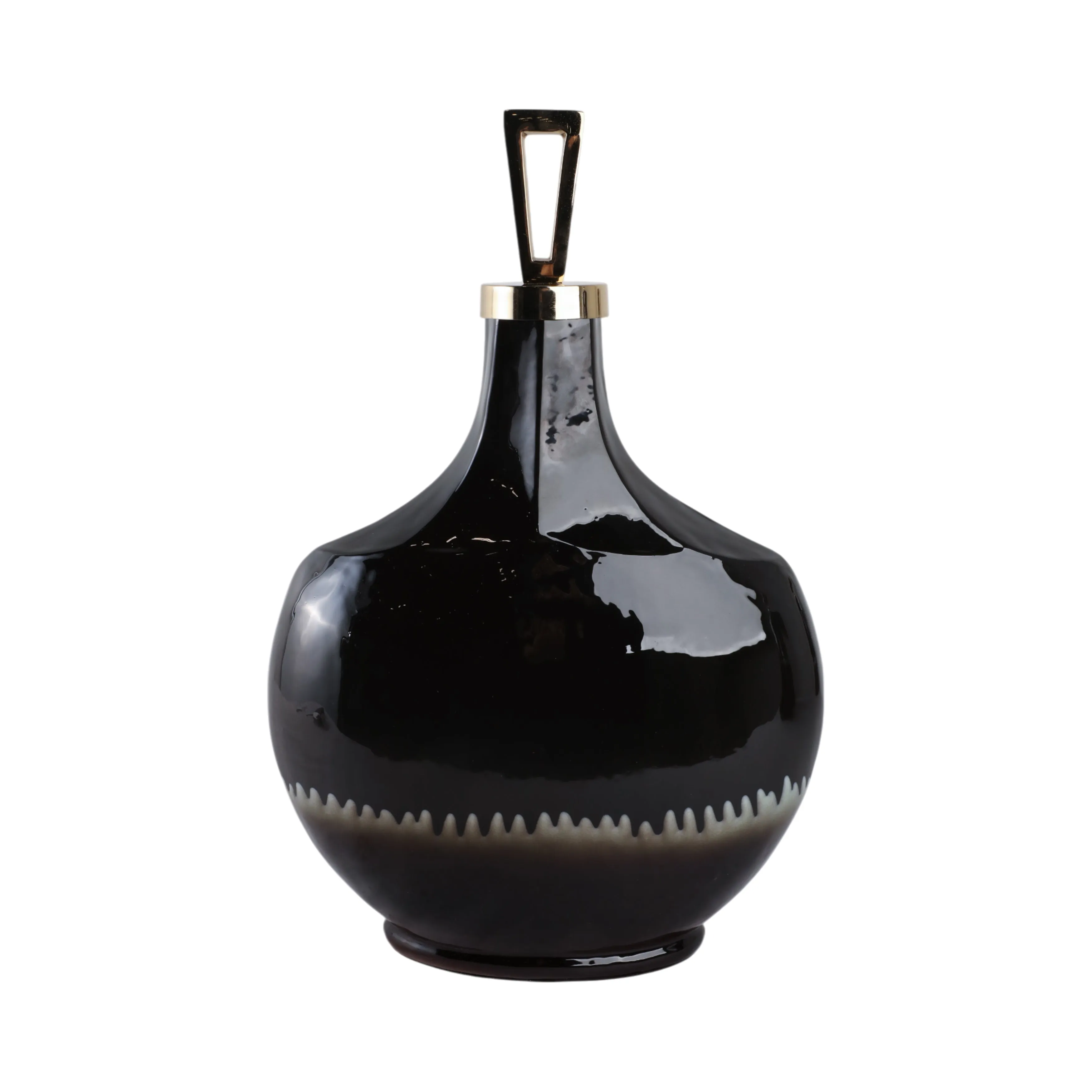 20" Oliver Large Tiger's Eye Stone And Metal Bottl