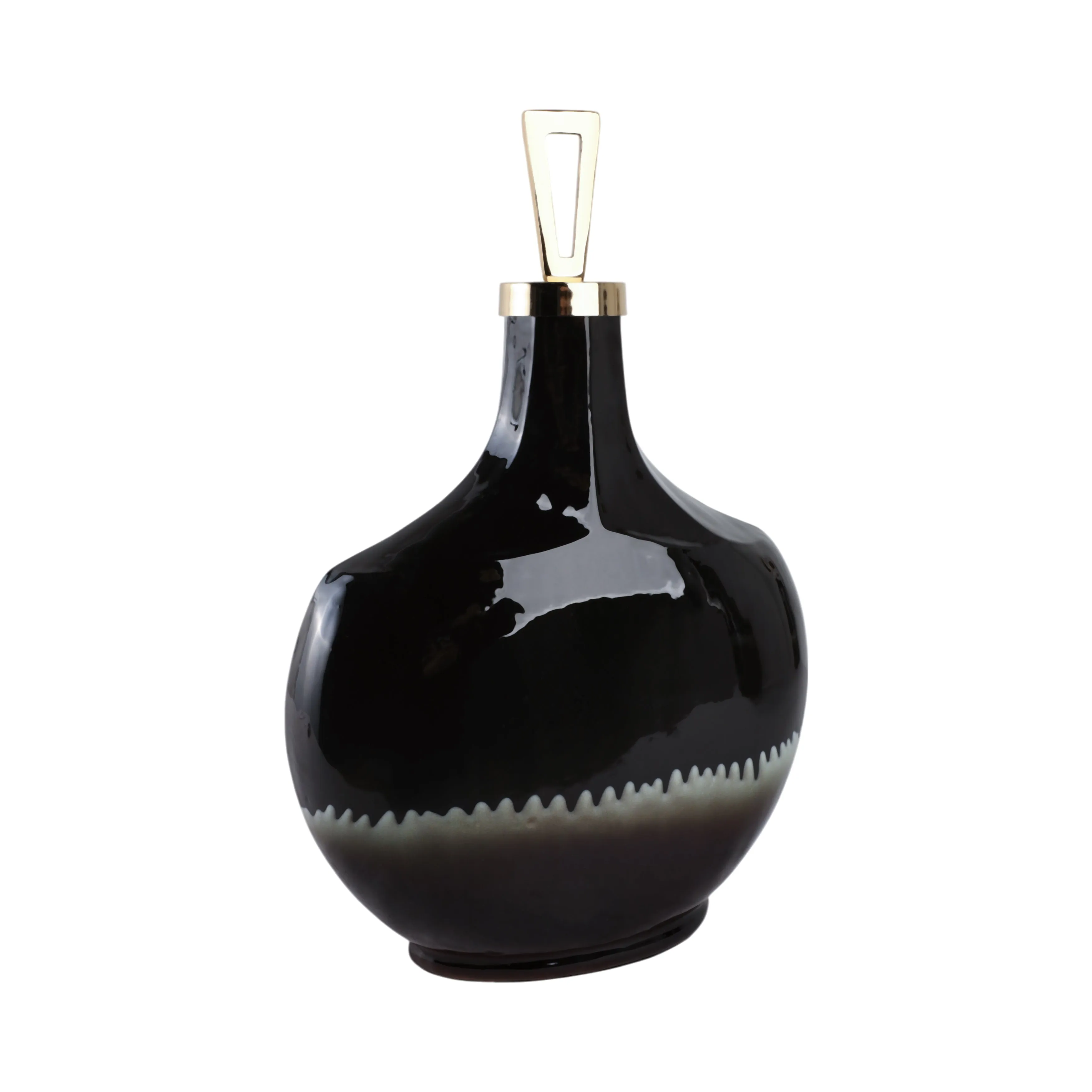 20" Oliver Large Tiger's Eye Stone And Metal Bottl
