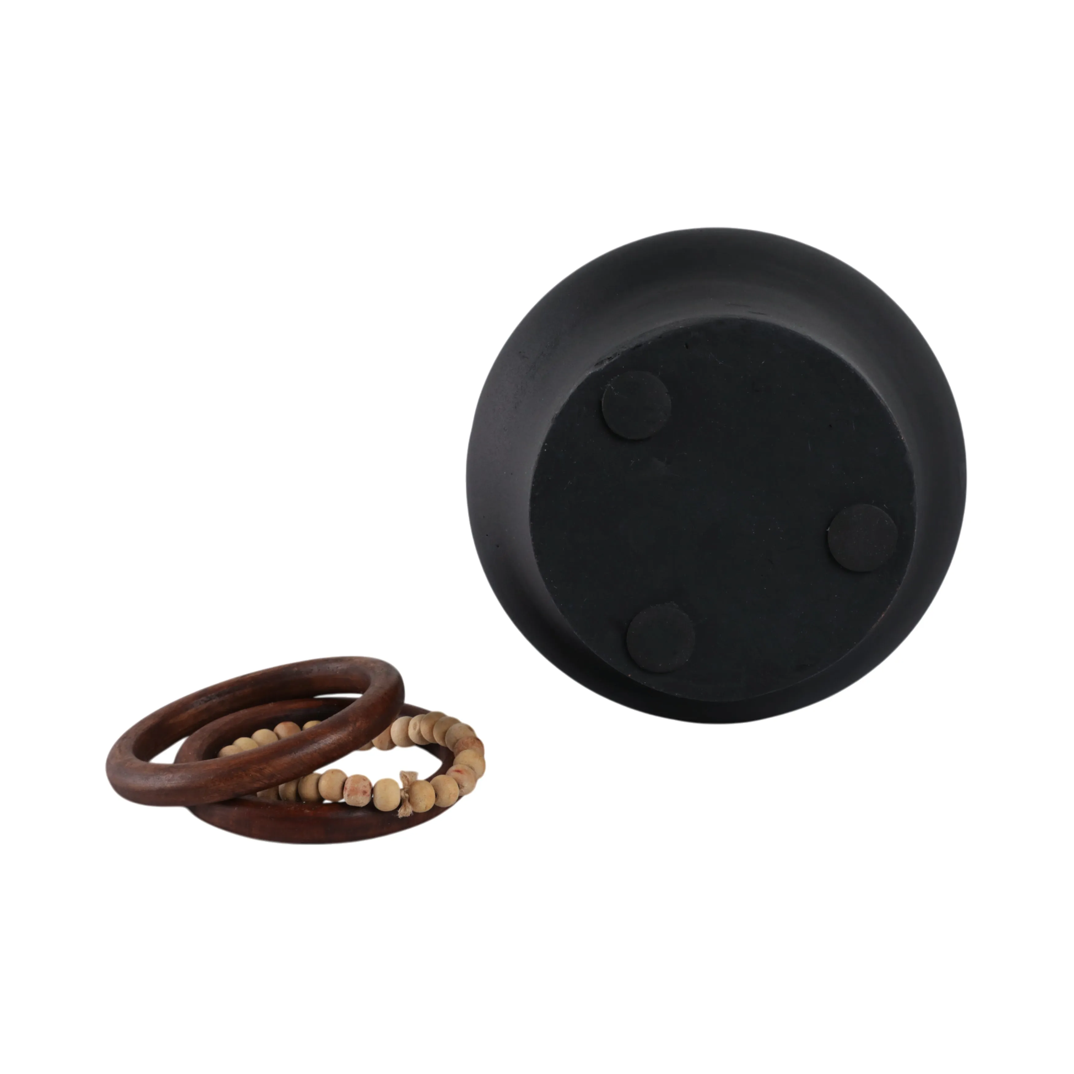 21" Tiago Large Vase With Wood Beads, Blk