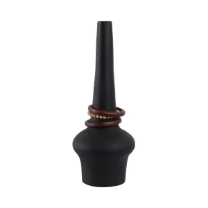 21" Tiago Large Vase With Wood Beads, Blk