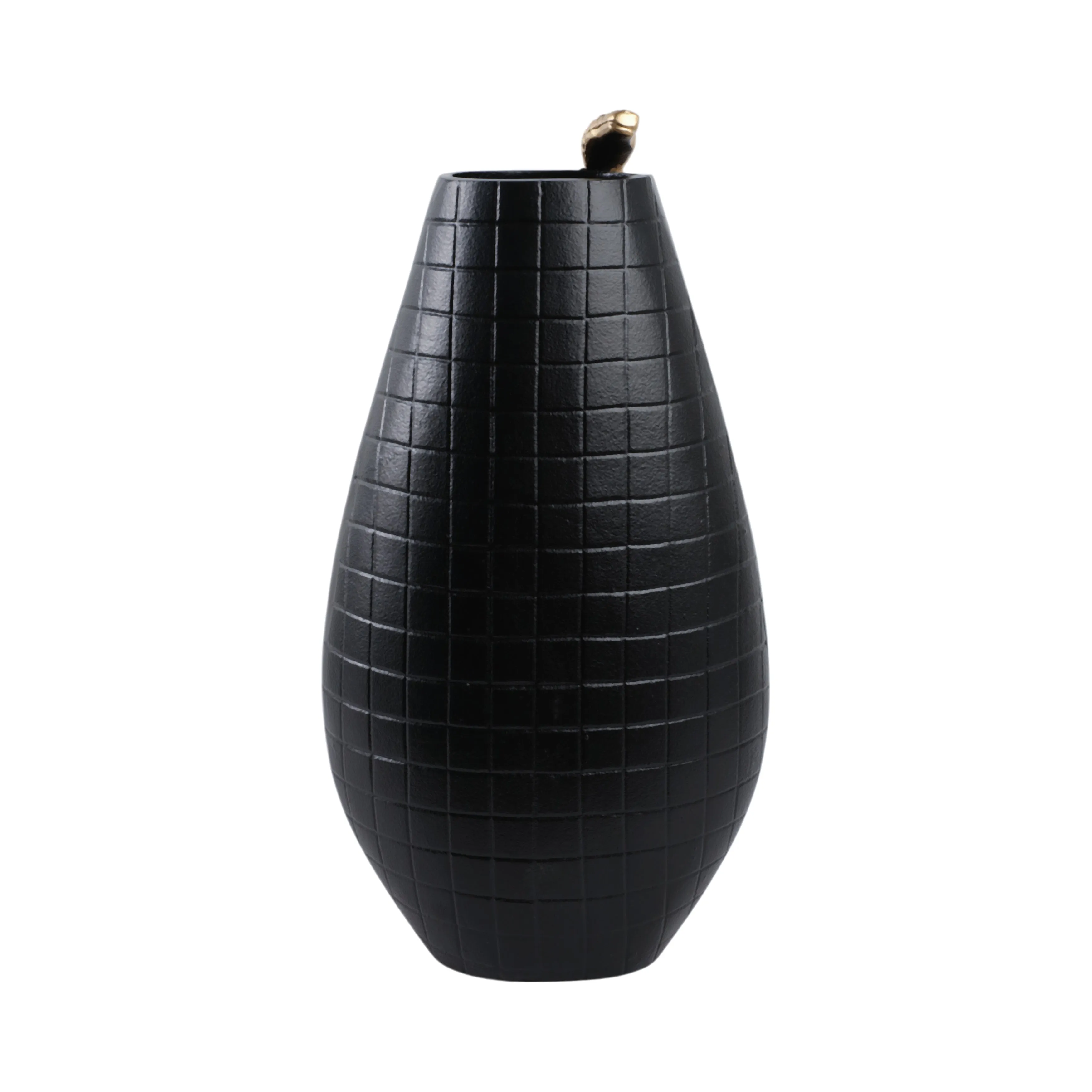 21x11" Curved Snake On Vase, Black/gold