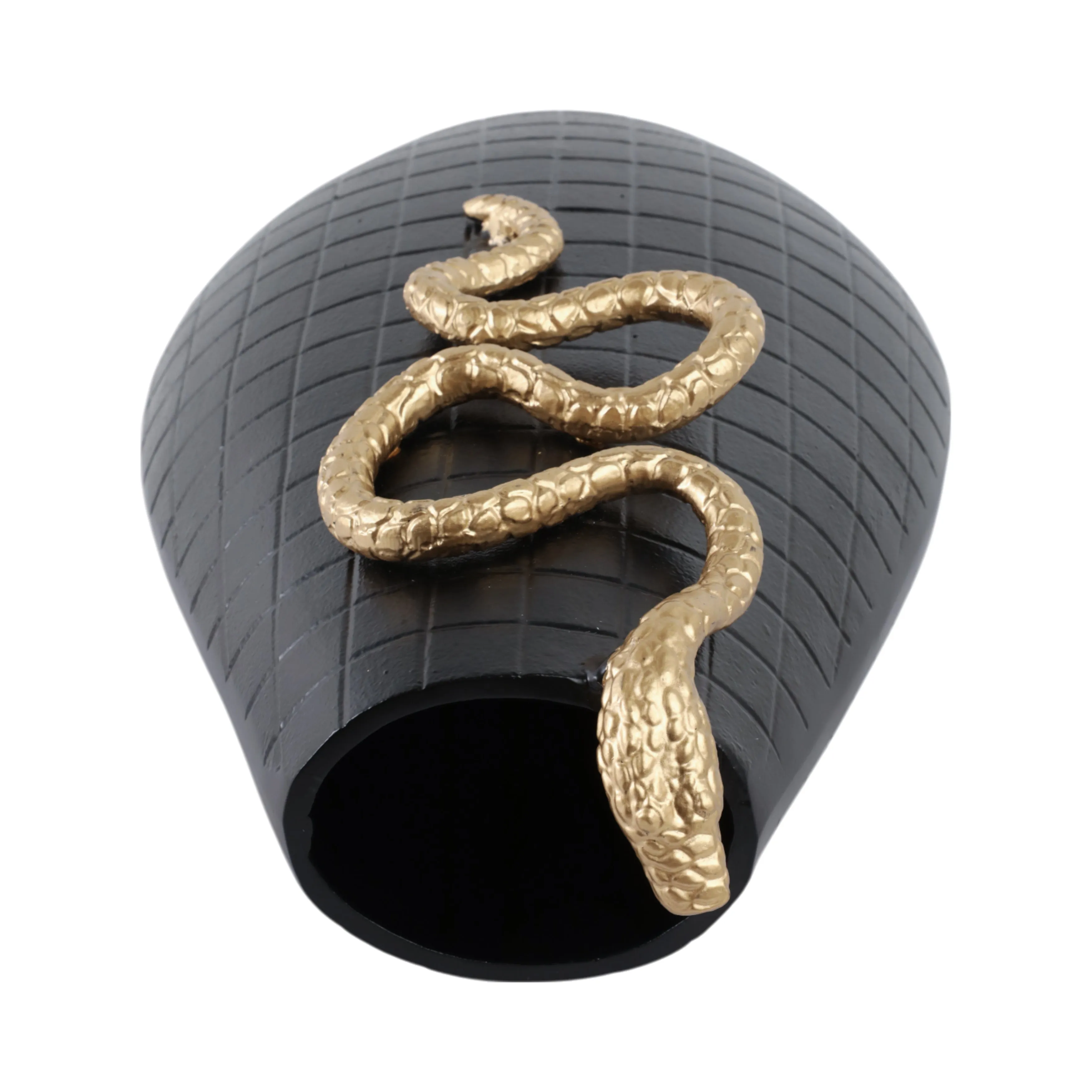 21x11" Curved Snake On Vase, Black/gold