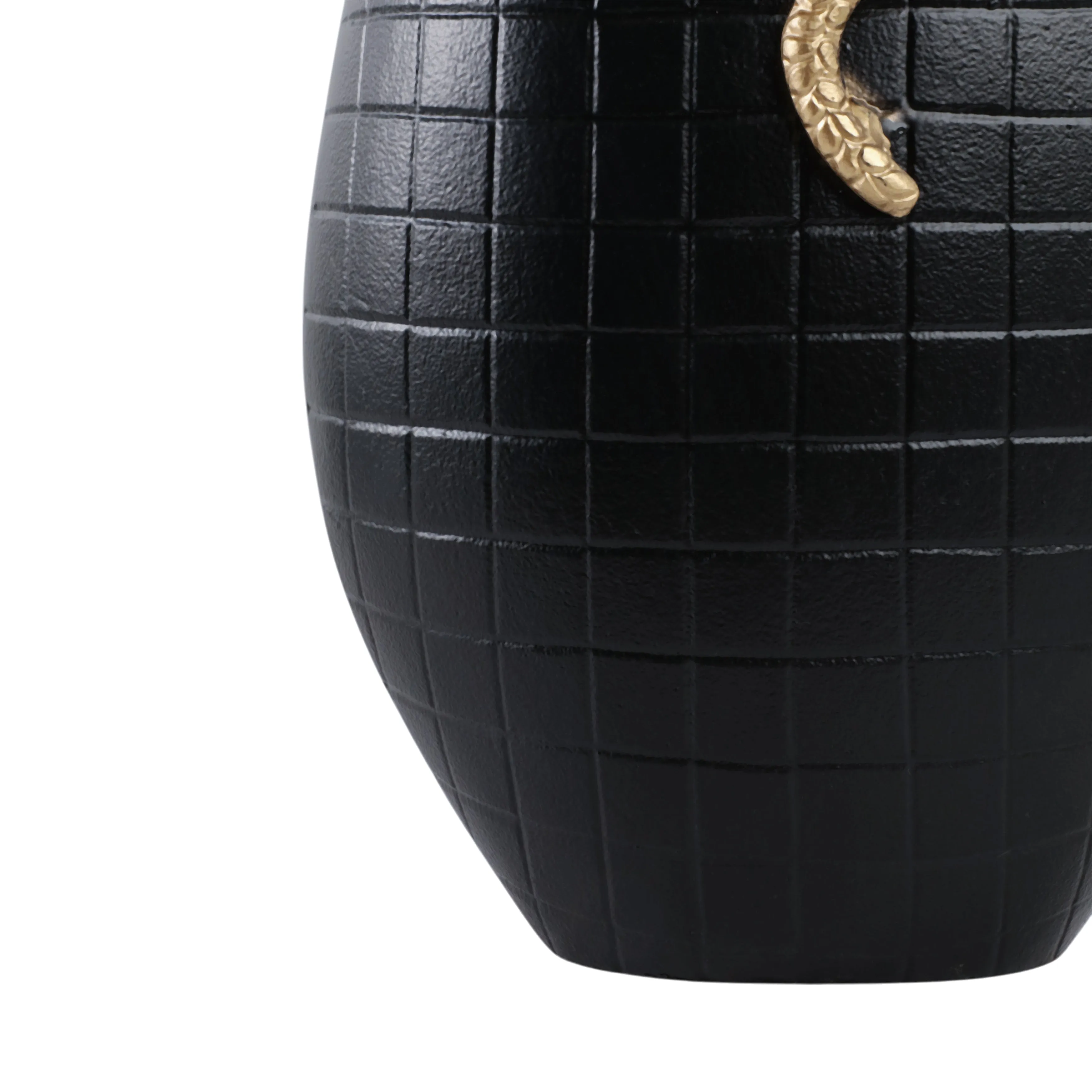21x11" Curved Snake On Vase, Black/gold