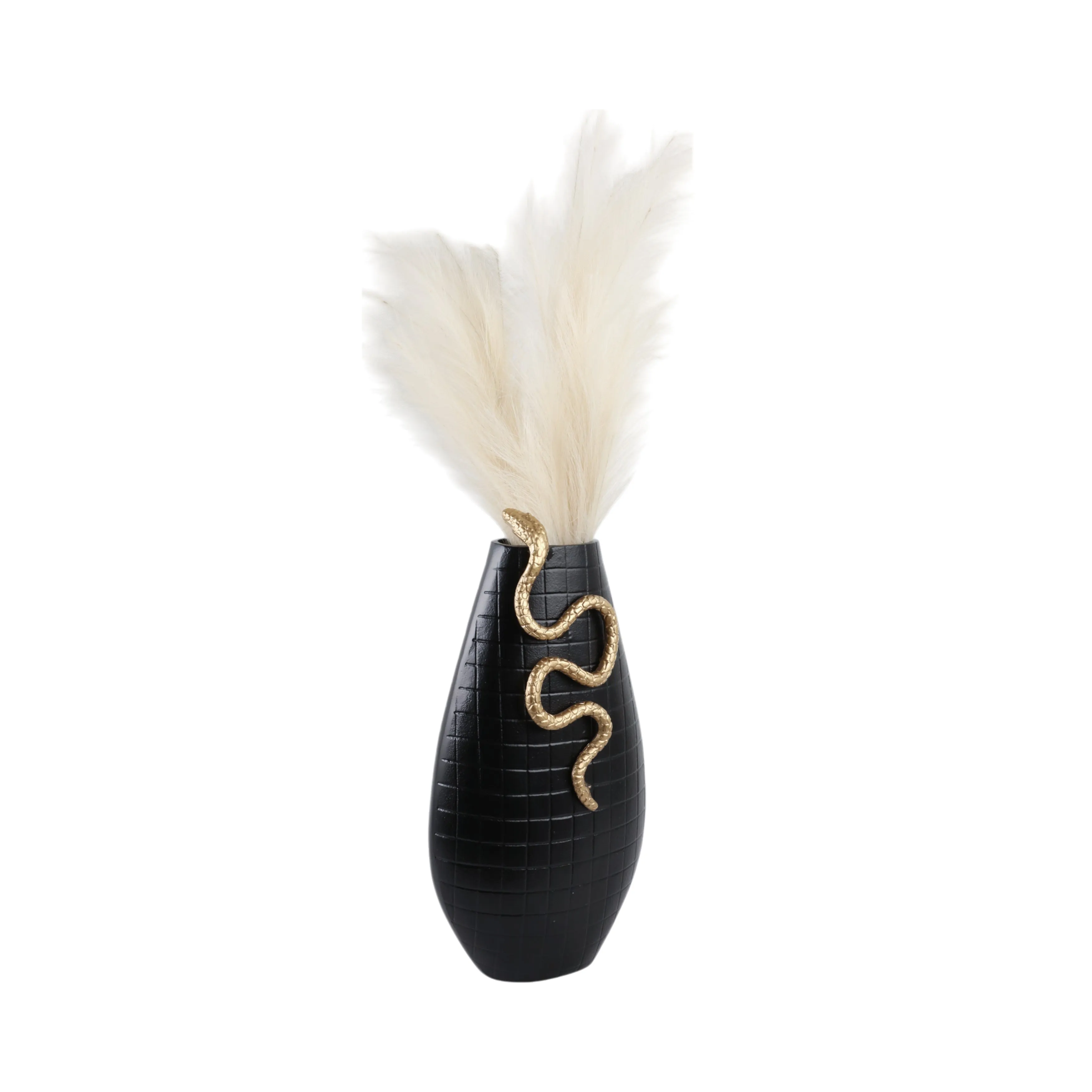 21x11" Curved Snake On Vase, Black/gold