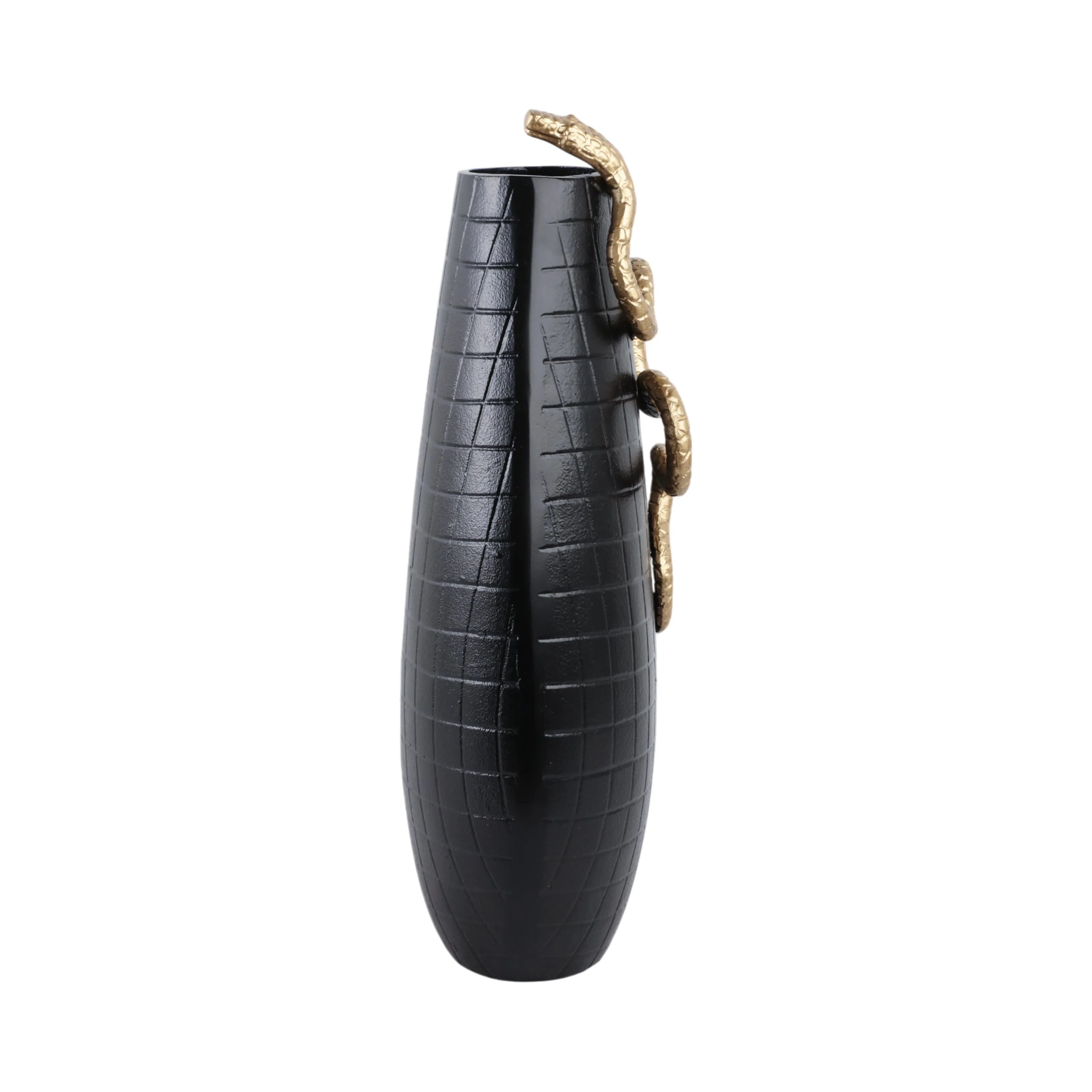 21x11" Curved Snake On Vase, Black/gold