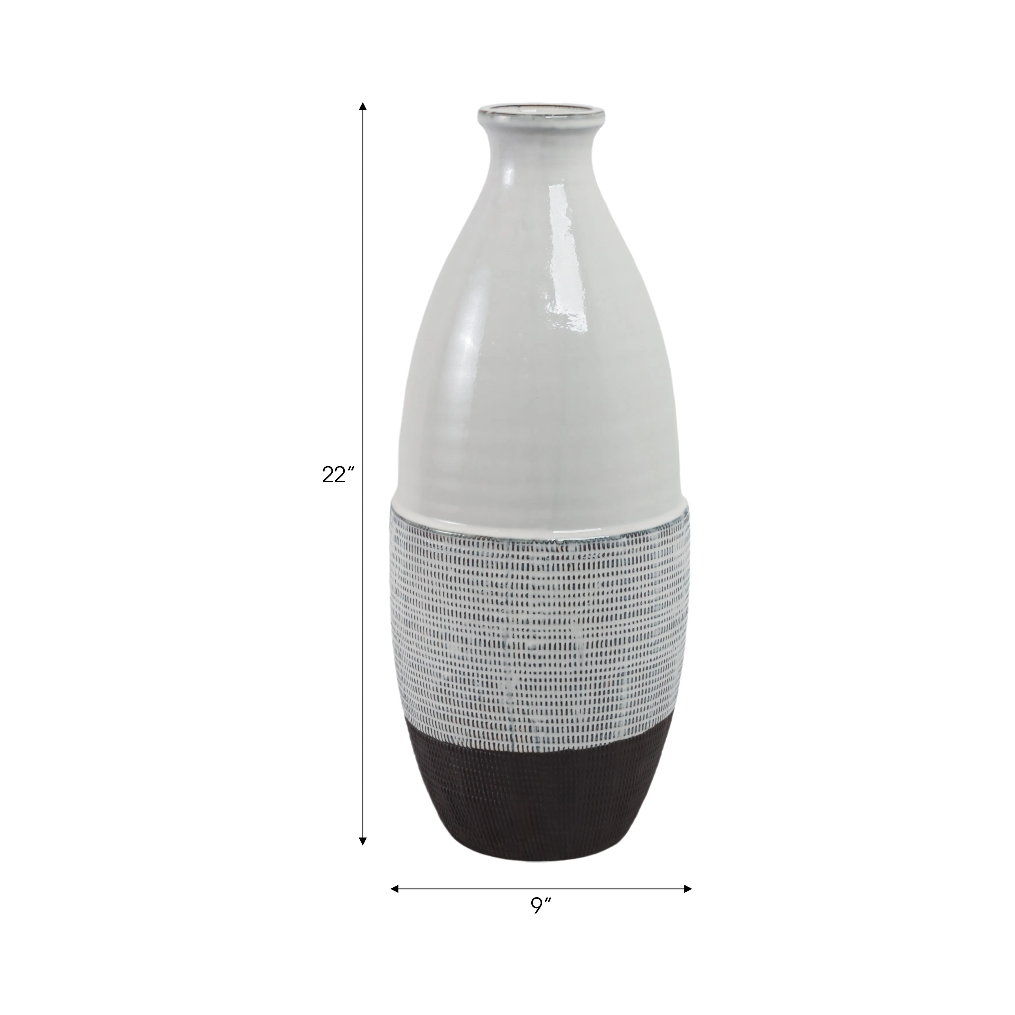22x9" Textured Bottom Vase, Grey