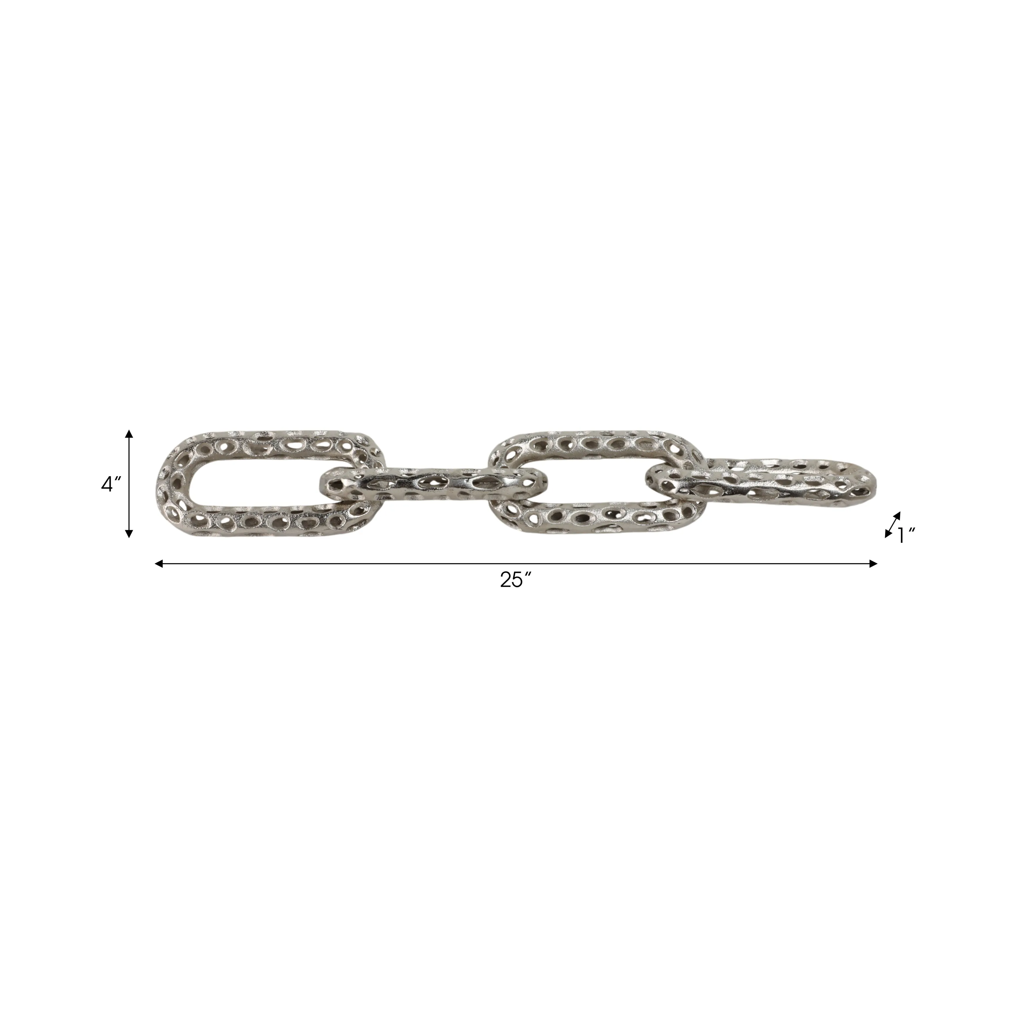 25x4" Pierced Metal 4-chain Link Object, Silver