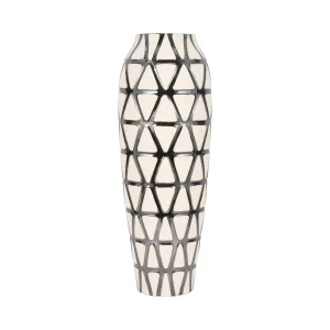 28" Fabiola Oversized Tribal Vase, Pewter