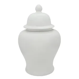 28"H TEMPLE JAR, MATTE WHITE