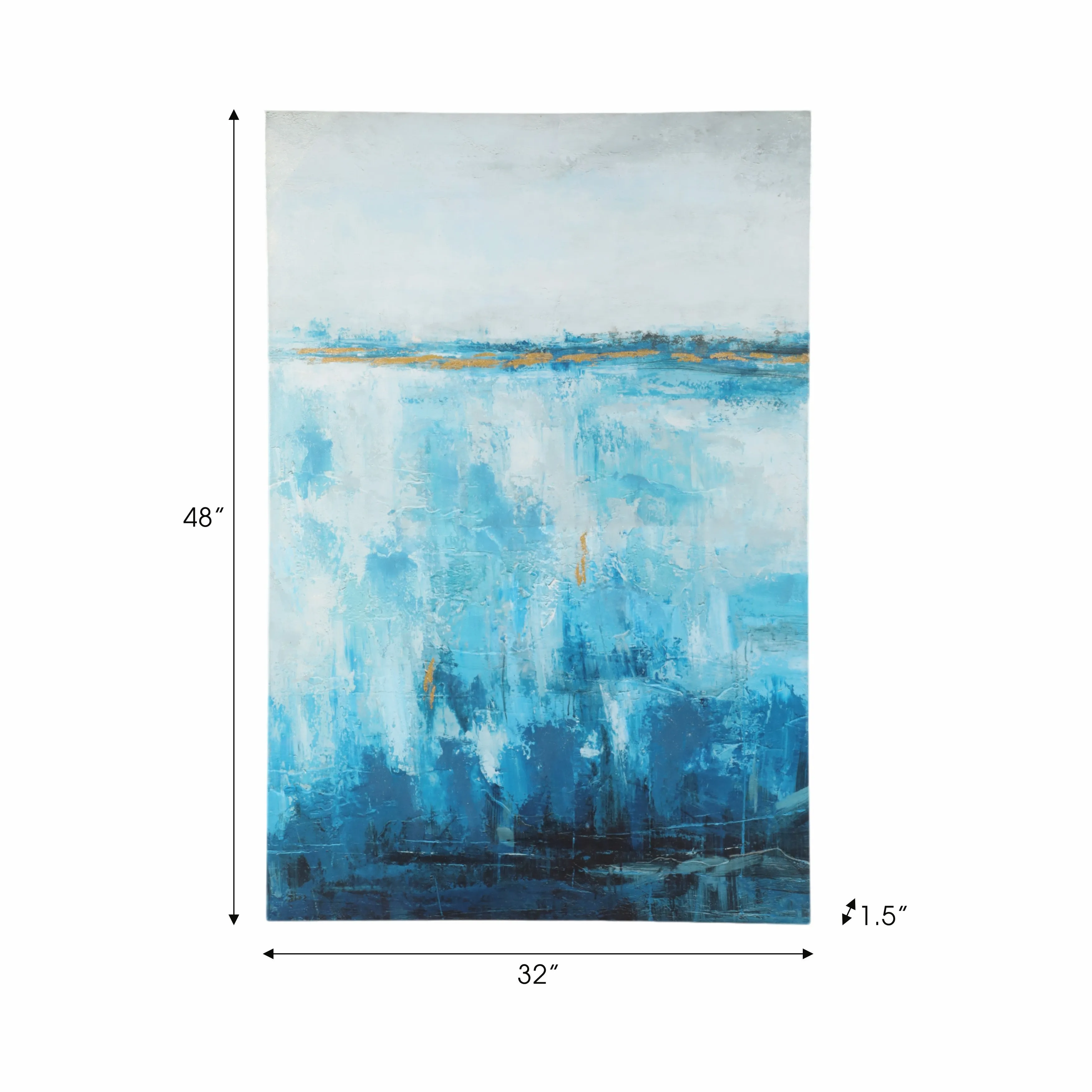 33X49 ABSTRACT HAND EMBELISHED CANVAS PRINT, BLUE