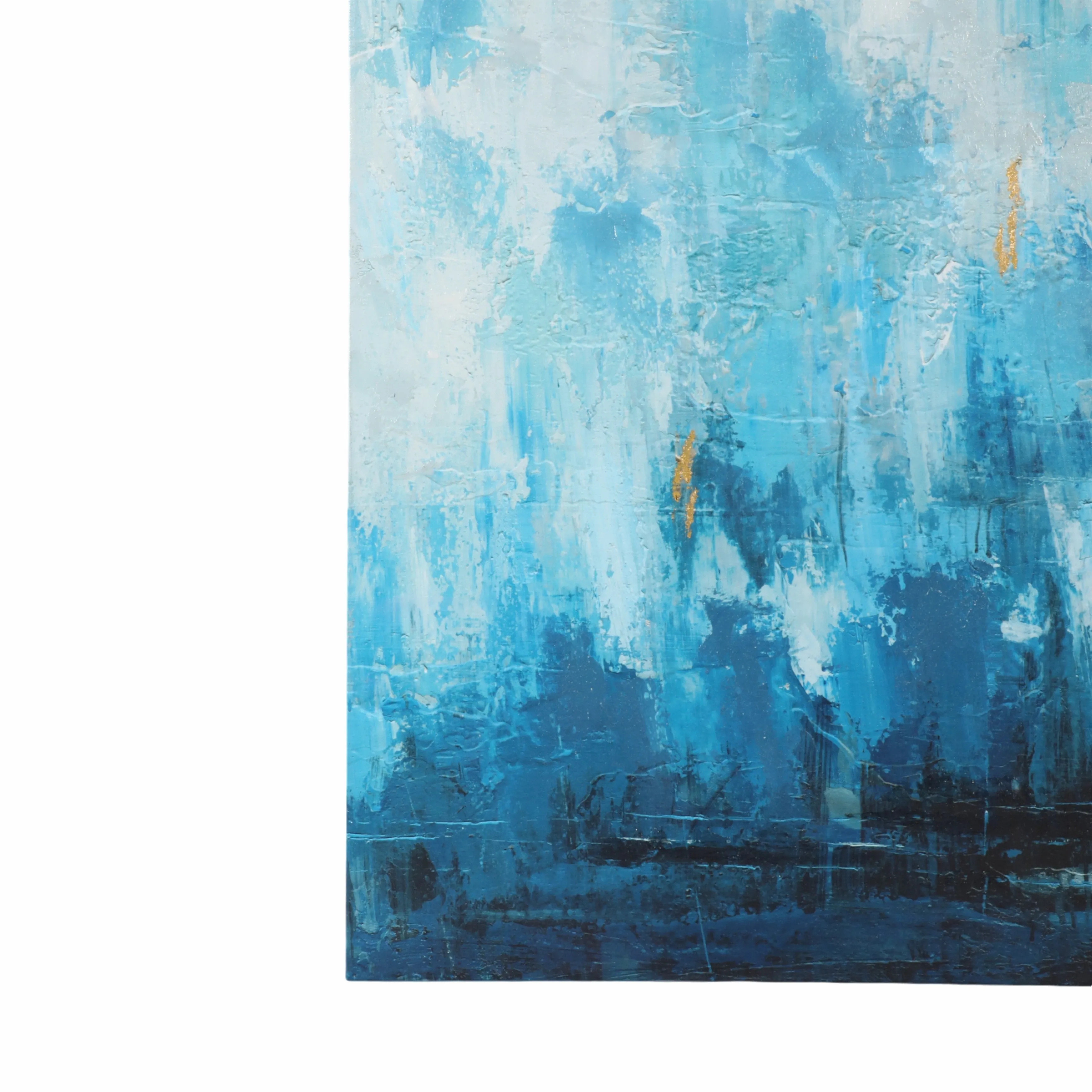 33X49 ABSTRACT HAND EMBELISHED CANVAS PRINT, BLUE