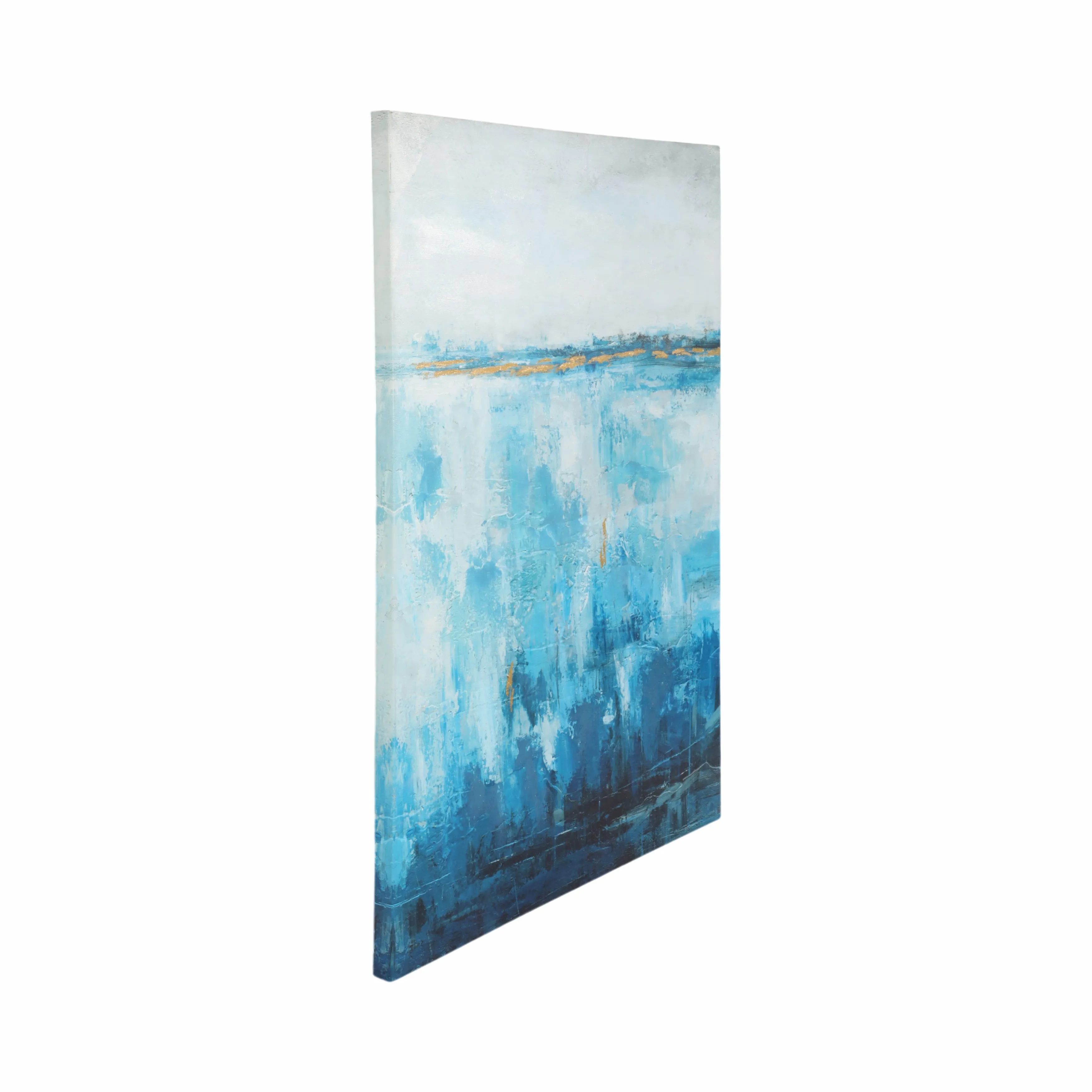 33X49 ABSTRACT HAND EMBELISHED CANVAS PRINT, BLUE
