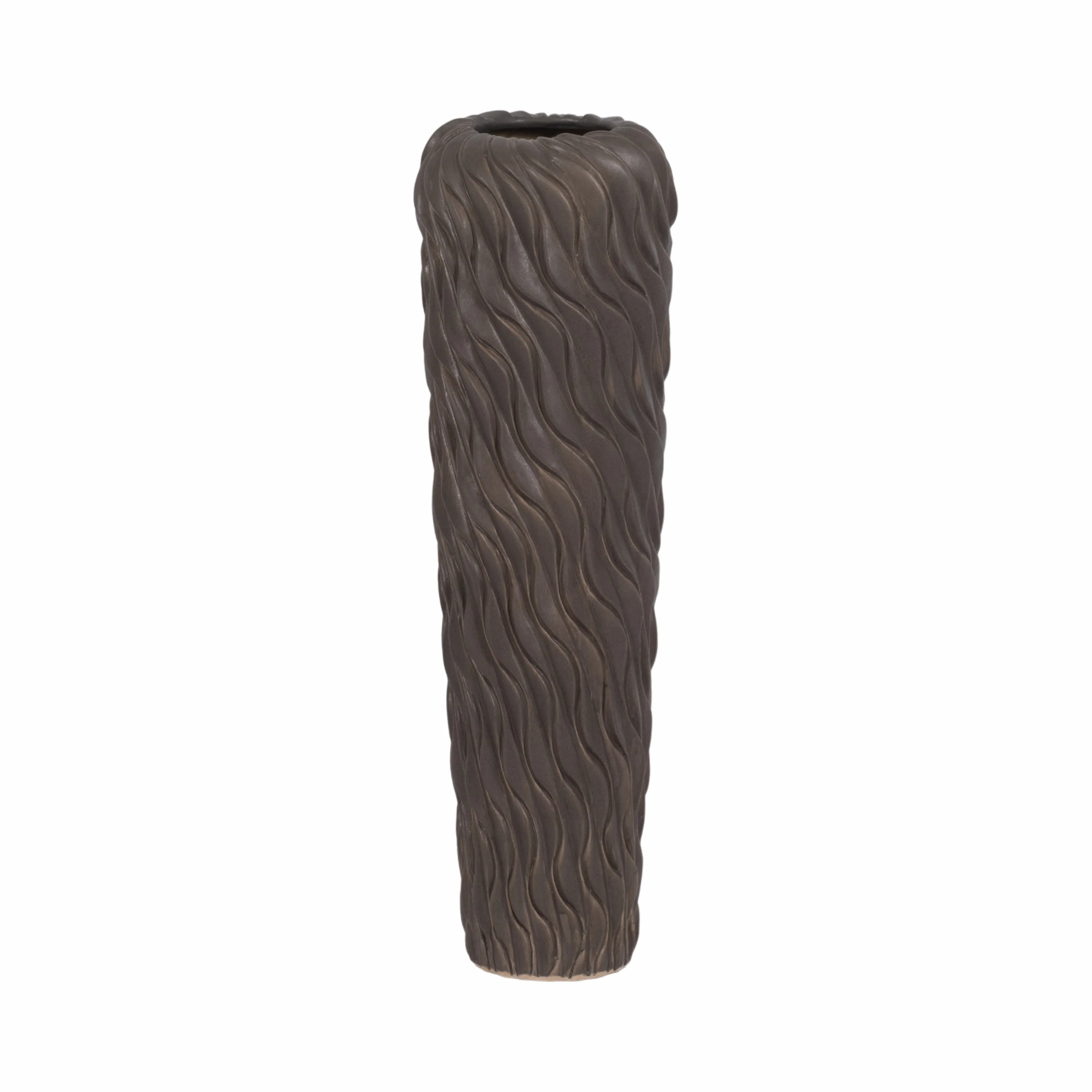 34" Devone Large Ceramic Brown Floor Vase